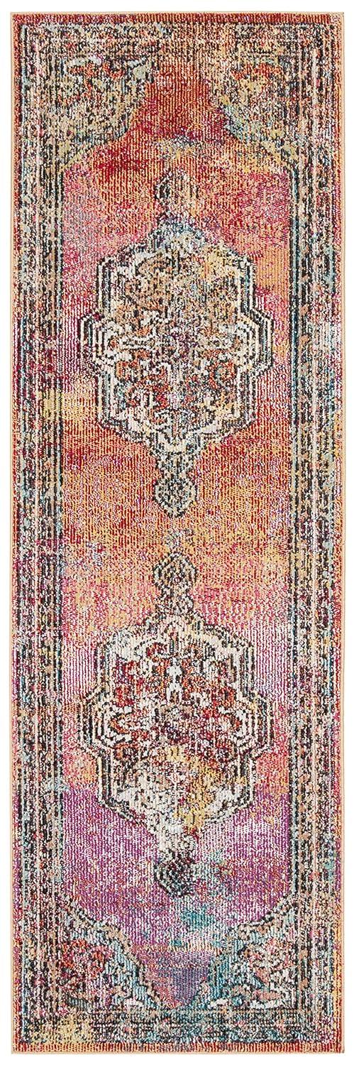 Crystal CRS502 Power Loomed Runner Rug - Orange/Light Blue - 2'2"x7' - Safavieh.
