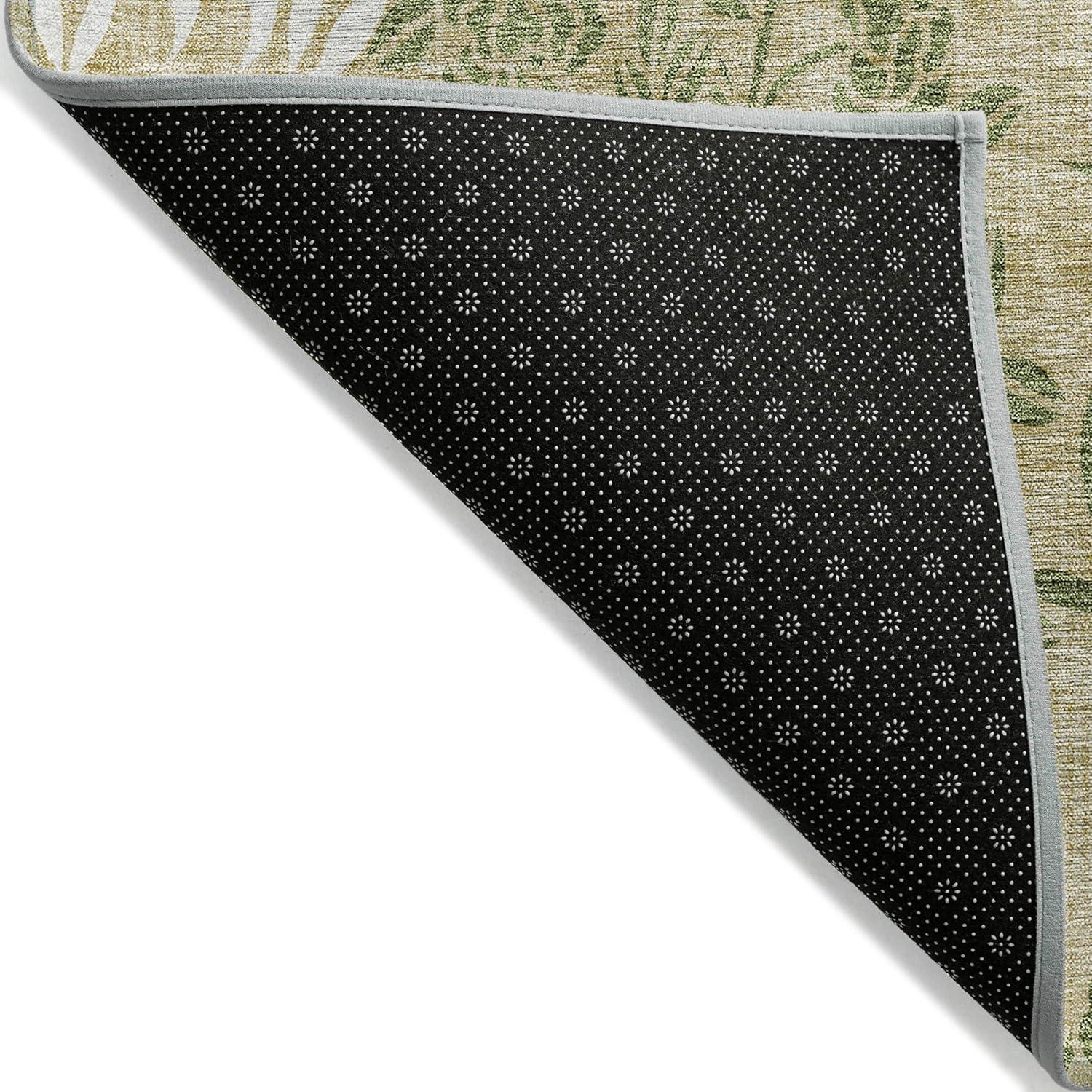 Addison Rugs Chantille Indoor/Outdoor Transitional Floral Khaki Washable Rectangle Rug, 2'6" x 3'10"