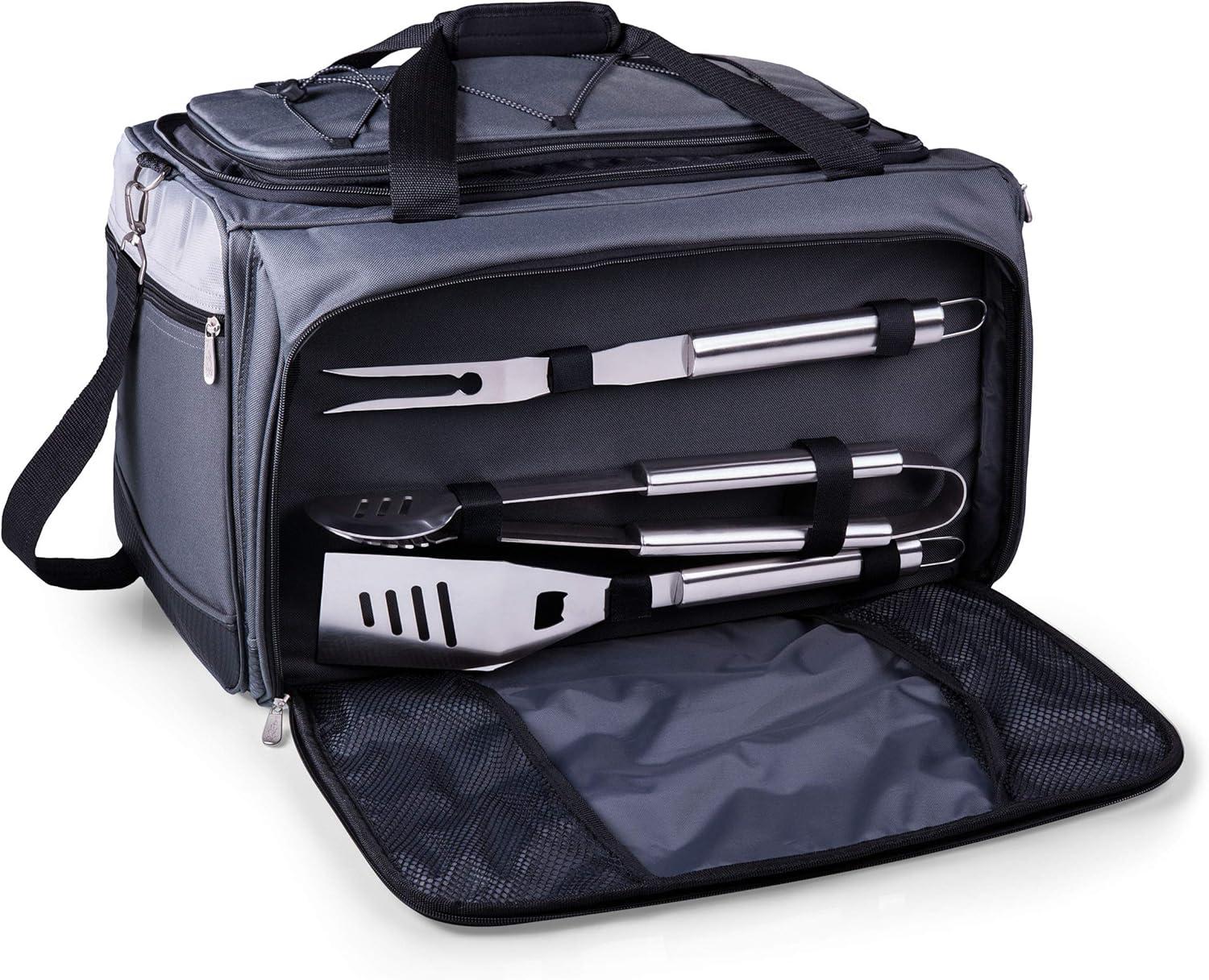 Arlmont & Co. Buccaneer Portable Charcoal Grill & Cooler Tote, Take Anywhere BBQ Grill with BBQ Accessories and Cooler Bag, Barbecues Grill for Outdoor Cooking