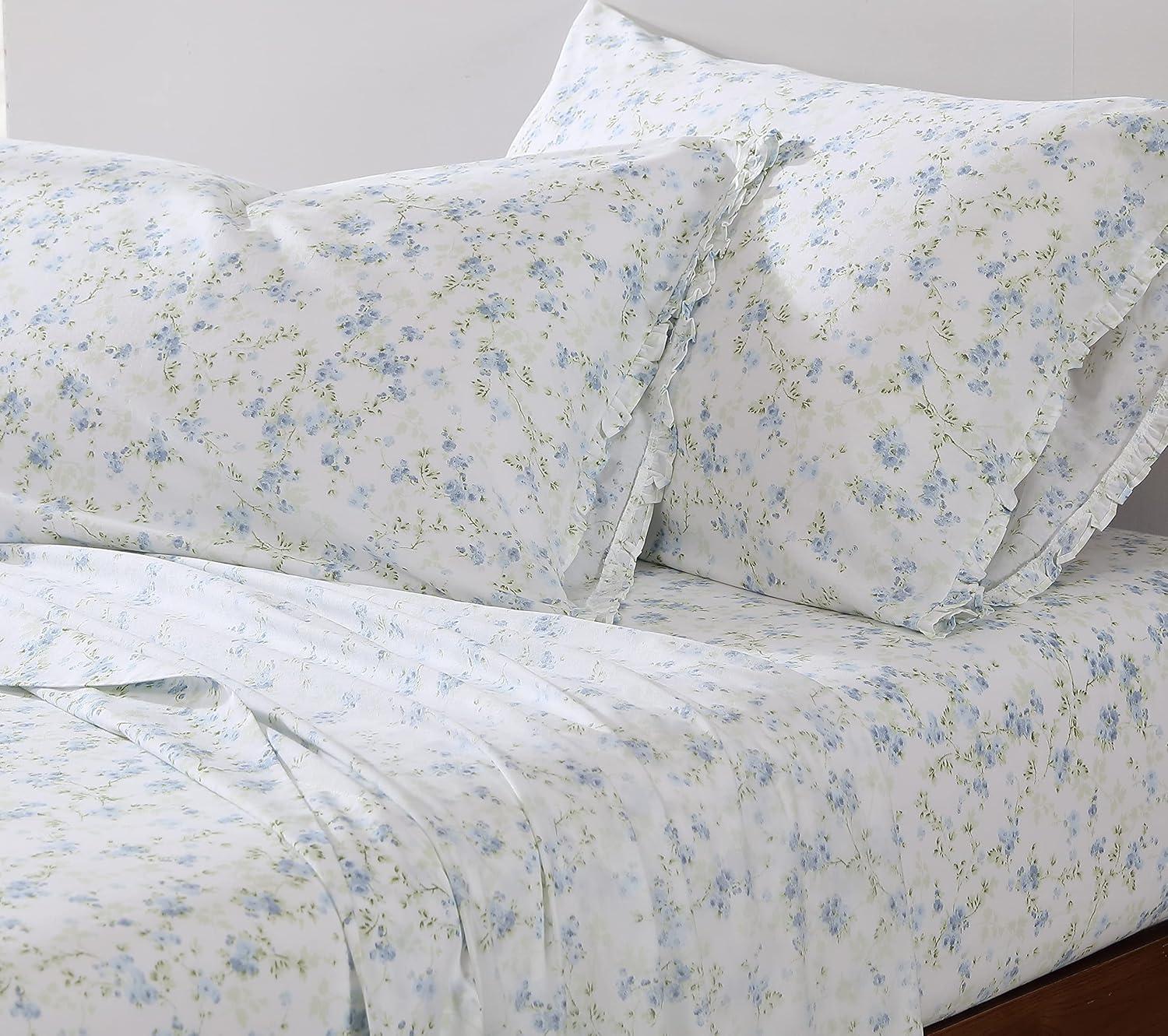 Ella Blue Floral Organic Cotton King Bedding Set