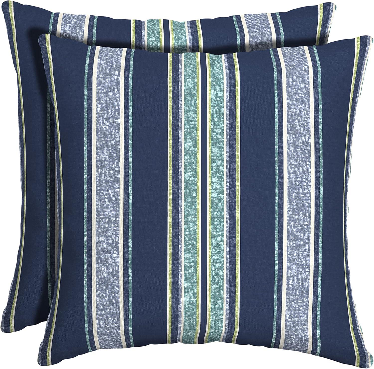 Sapphire Aurora Blue Stripe Outdoor Toss Pillow Set, 16 x 16