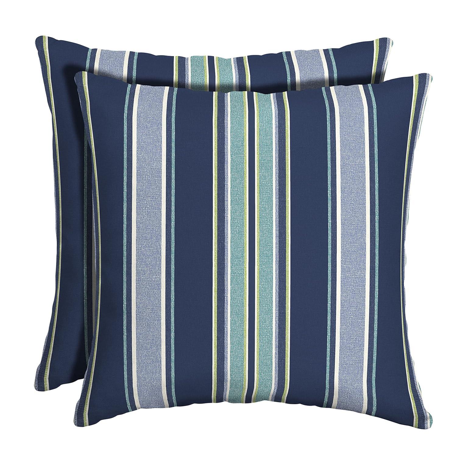 ARDEN Outdoor Toss Pillow (2 Pack) 16 x 16, Sapphire Aurora Blue Stripe