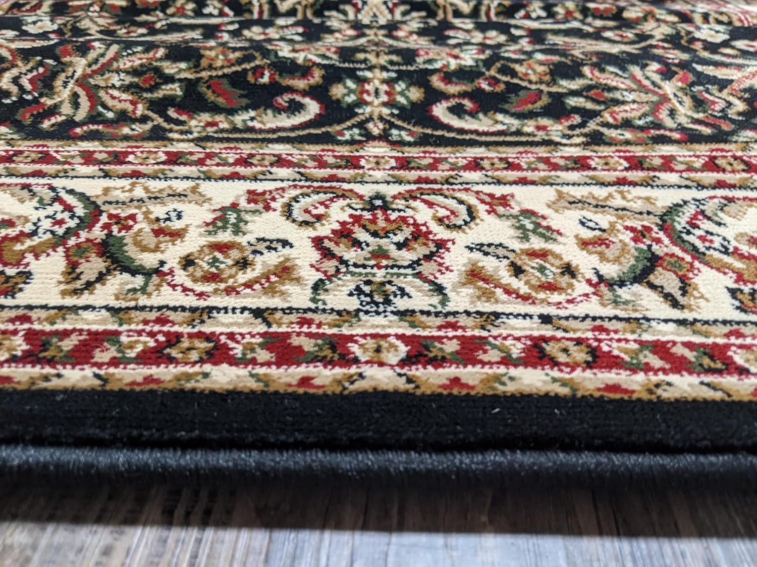 Radici Usa Noble Area Rug 1318 Traditional Black Bordered Medallion 5' 3" x 5' 3" Round