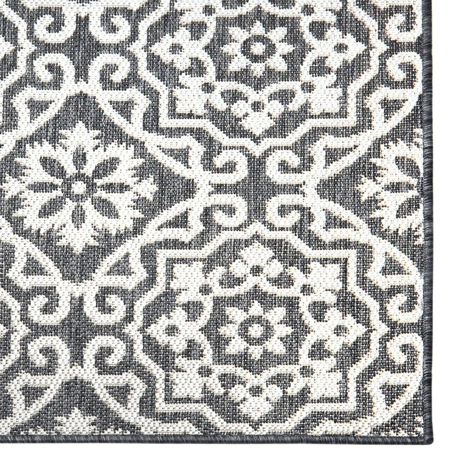 Nicole Miller New York Patio Country Danica Geometric Indoor/Outdoor Area Rug, Black/Grey
