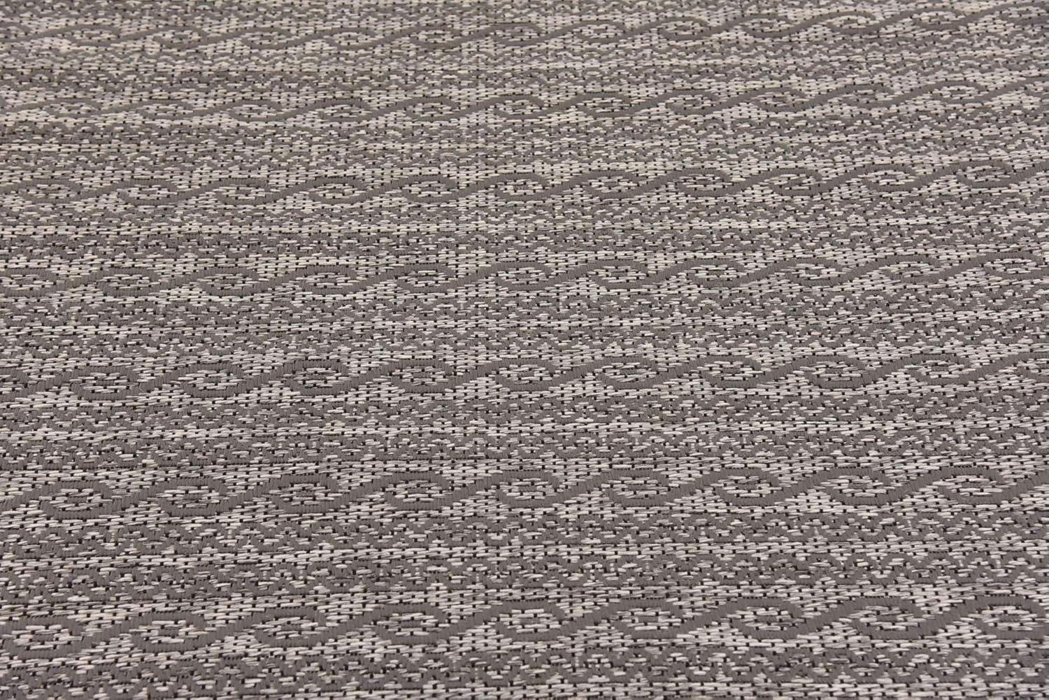 Unique Loom 6' 0 x 6' 0 Square Gray Outdoor Modern Links Area Rug