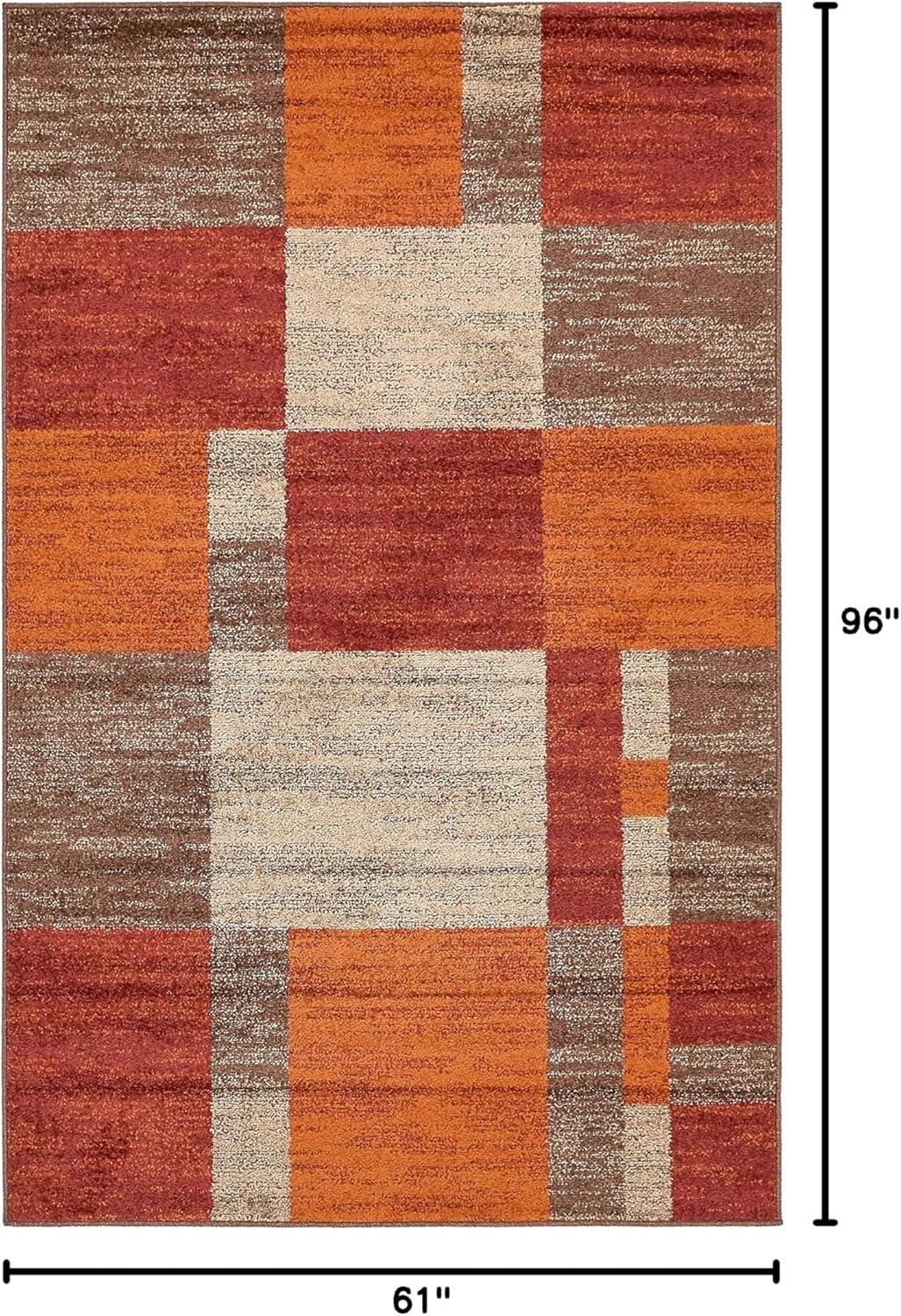 Autumn Collection Modern Contemporary Casual Abstract Area Rug, 5' 3" x 8', Multi/Dark Brown