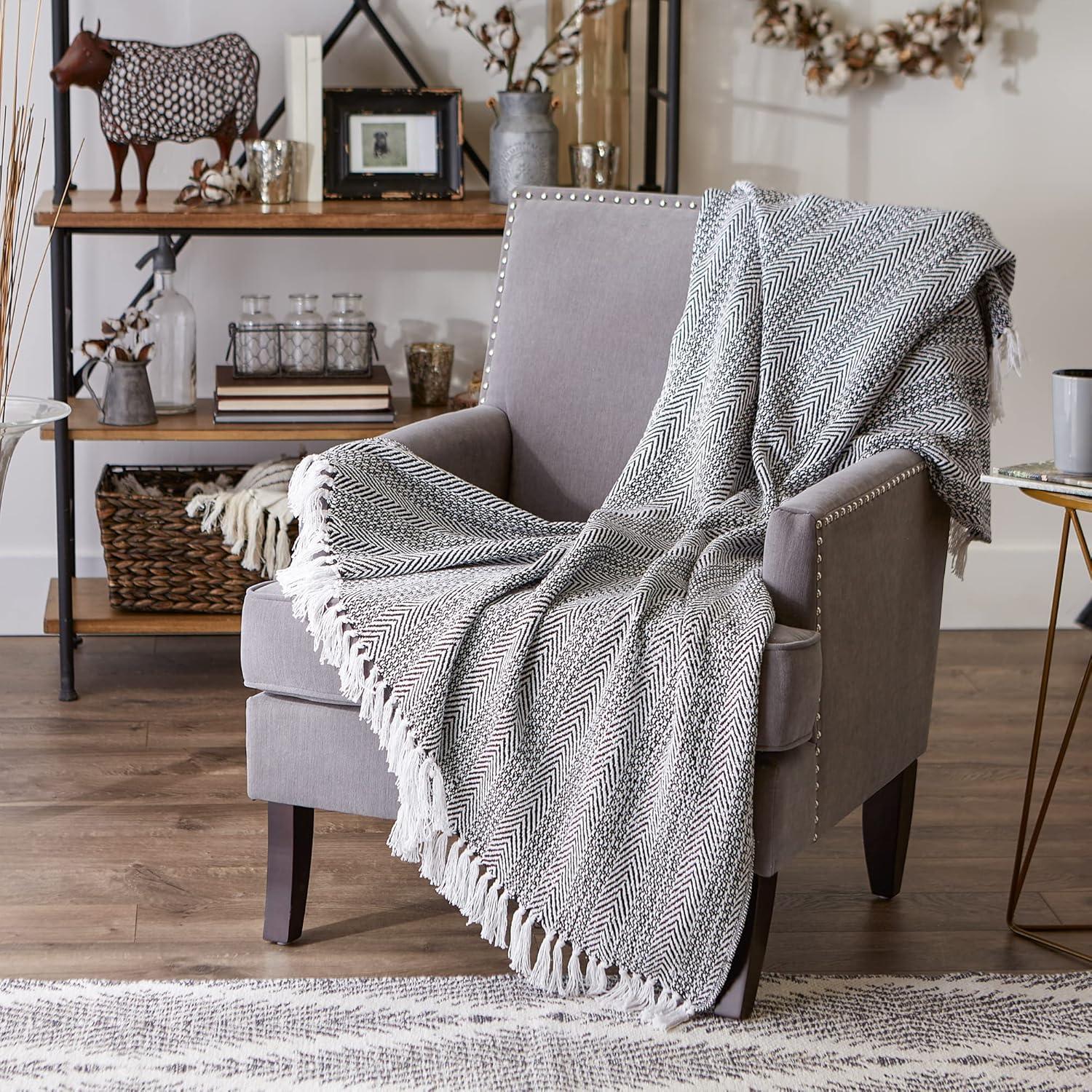 50"x60" Herringbone Striped Throw Blanket - Design Imports