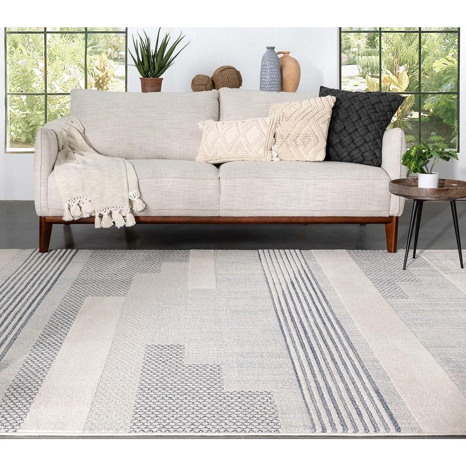 Marcone Briar Tribal Geometric Abstract Beige Looped Pile Rug