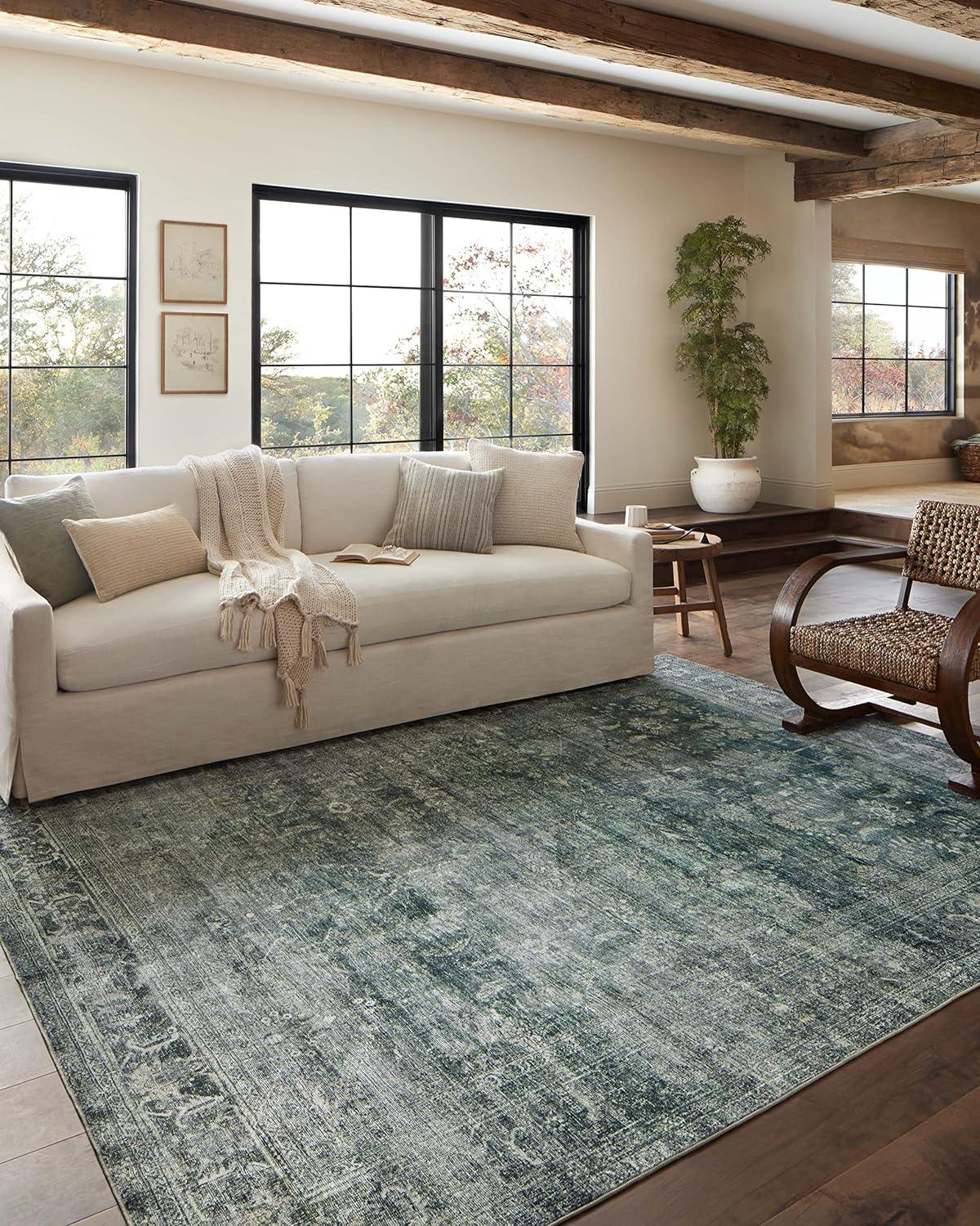 Magnolia Home By Joanna Gaines X Loloi Banks Machine Washable Blue / Lagoon Area Rug