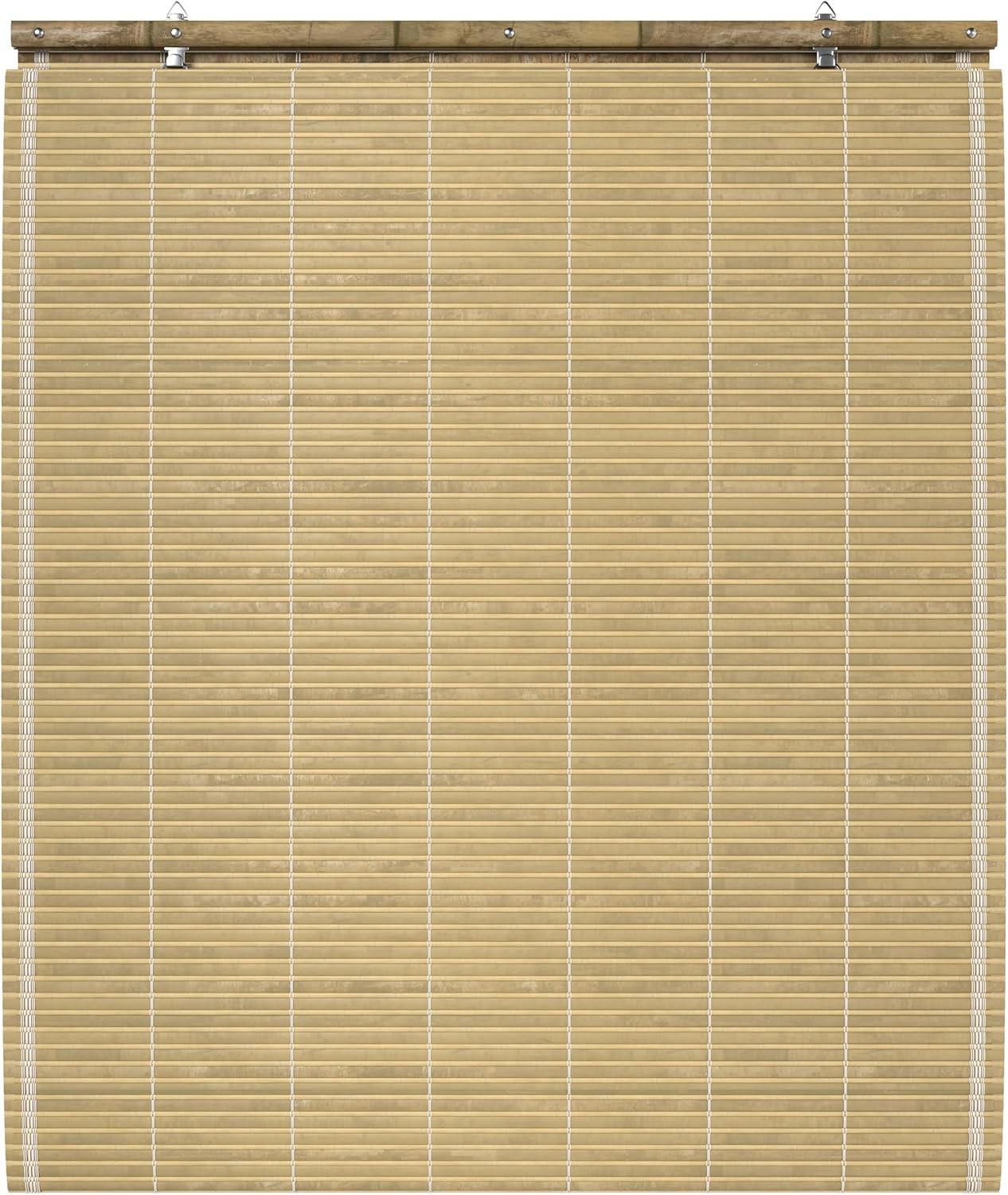 Oriental Furniture Cordless Light Filtering Bamboo Roman Window Shades, Beige, 2" x 24"
