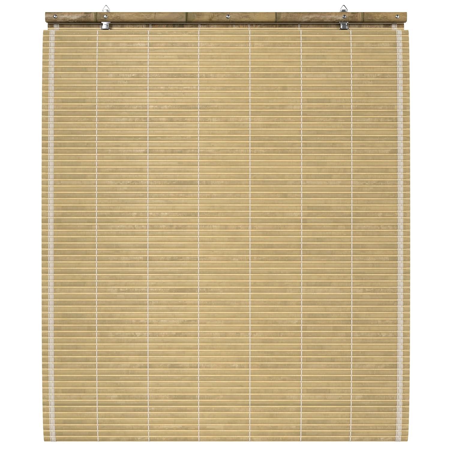 Oriental Furniture Cordless Light Filtering Bamboo Roman Window Shades, Beige, 2" x 24"