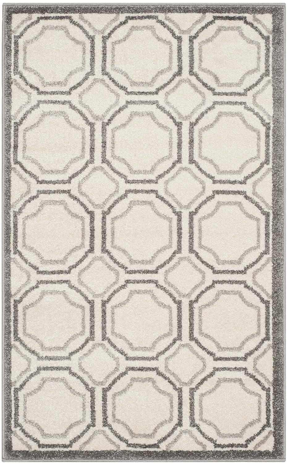 SAFAVIEH Amherst Winnie Geometric Area Rug, Ivory/Light Grey, 9' x 12'