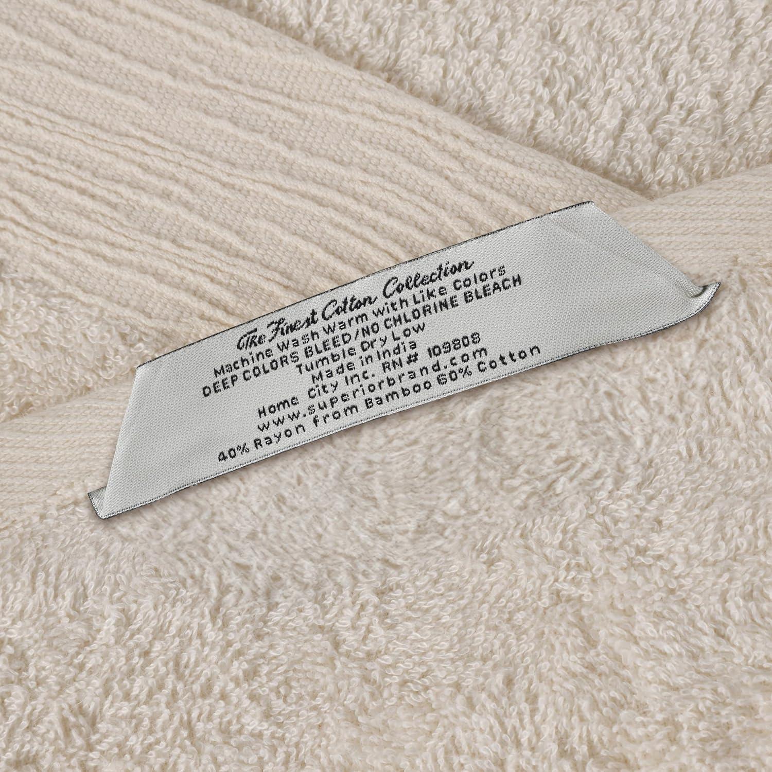 Superior Rayon from Bamboo Soft Modern 12-Piece Towel Set, Ivory