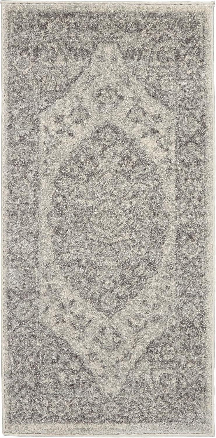 Nourison Tranquil Vintage Persian Center Medallion Area Rug Ivory Grey 2' x 4'