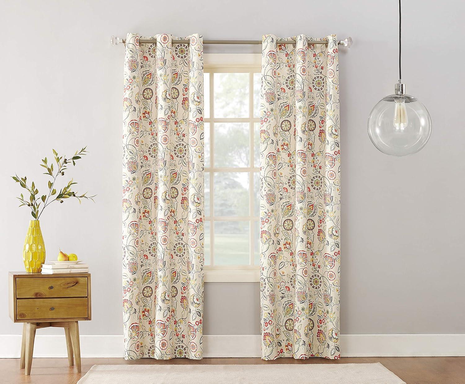 Curson Botanical Print Thermal Insulated Room Darkening Grommet Curtain Panel