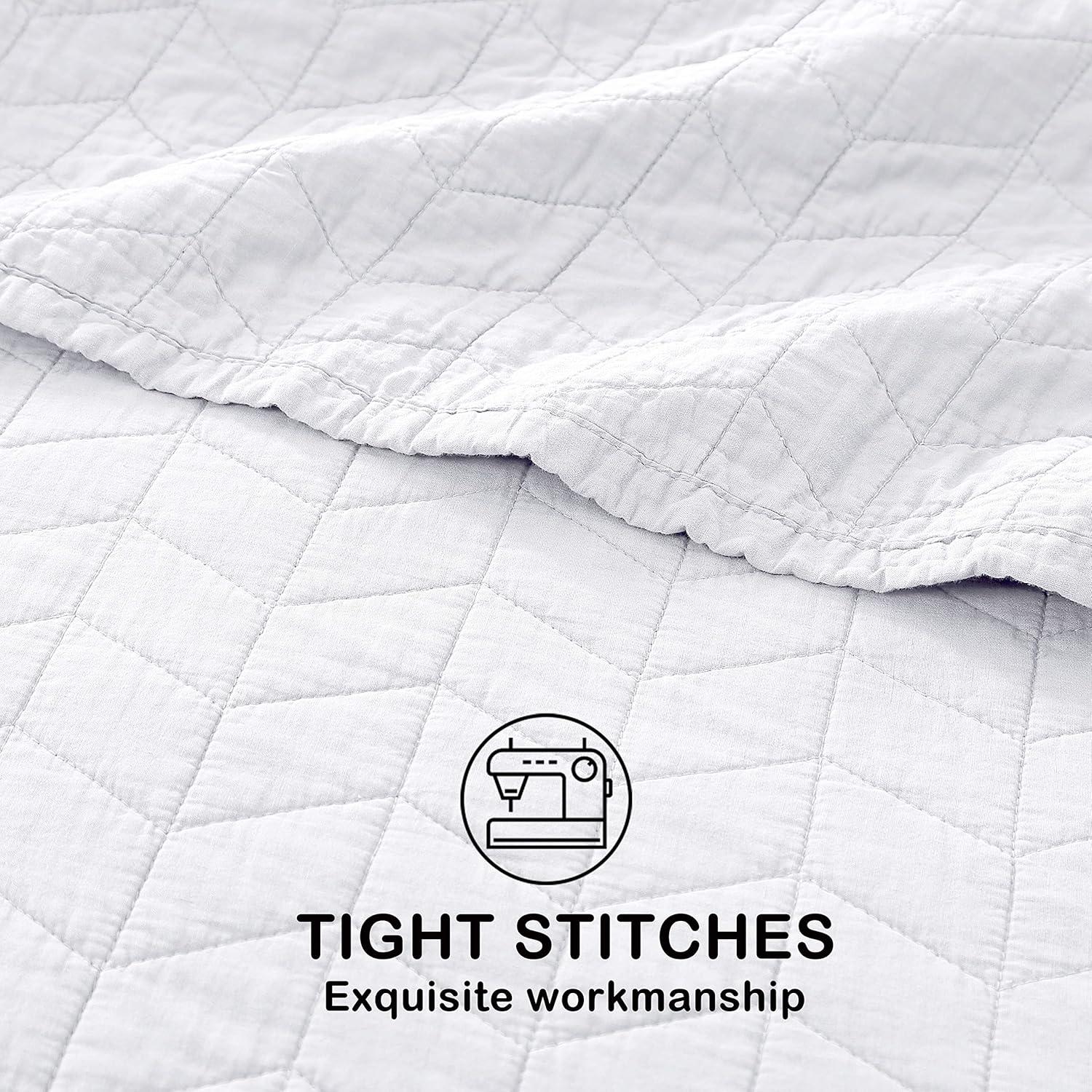 Chezmoi Collection Solid Color Embroidery Stitching Cotton Quilt Sets Cotton Quilt Set