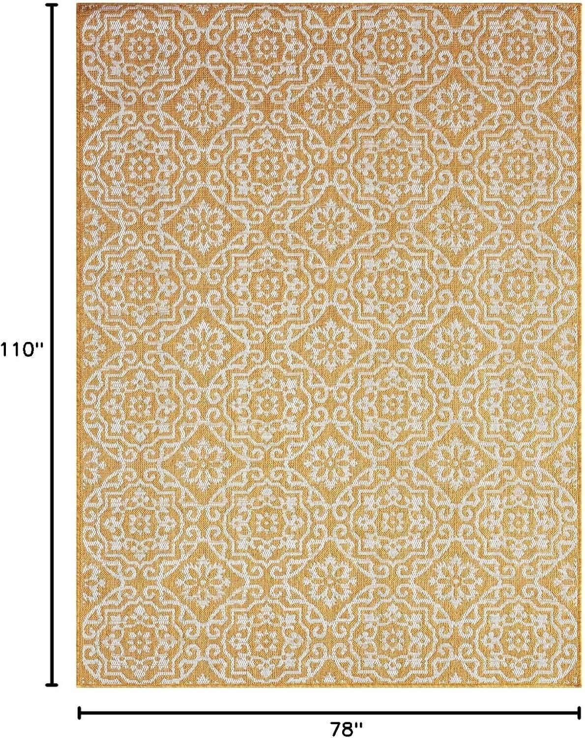 Nicole Miller New York Patio Country Danica Geometric Indoor/Outdoor Area Rug, Yellow/White