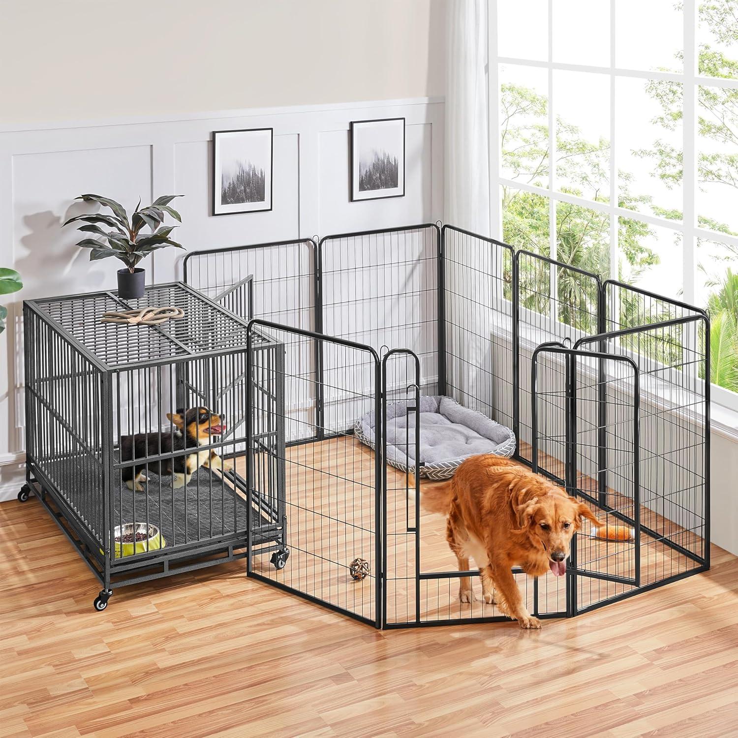 Heavy Duty Black Metal 40" Dog Playpen with 8 Panels