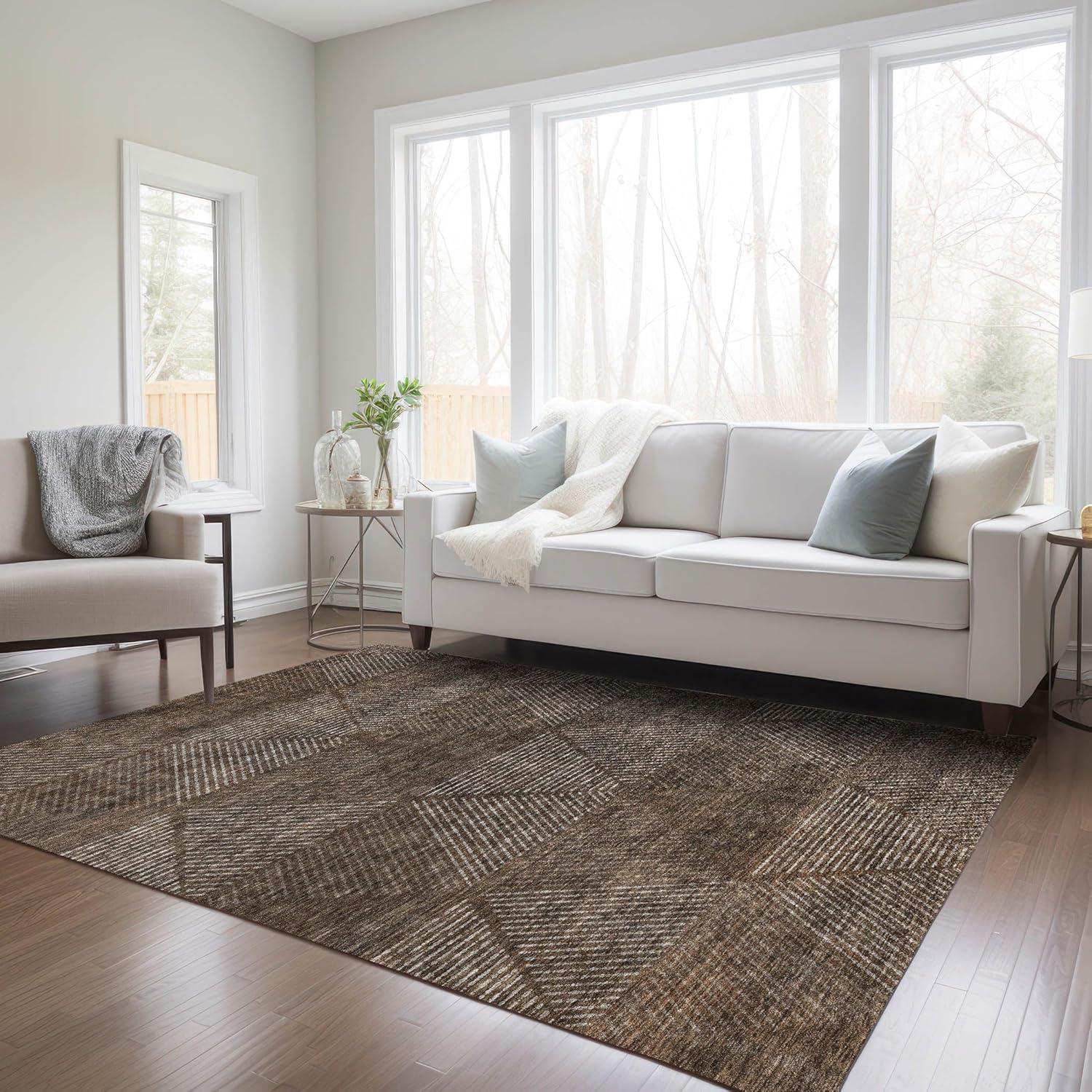 Addison Rugs Chantille Indoor/Outdoor Transitional Geometric Brown Washable Rectangle Rug, 2'6" x 3'10"