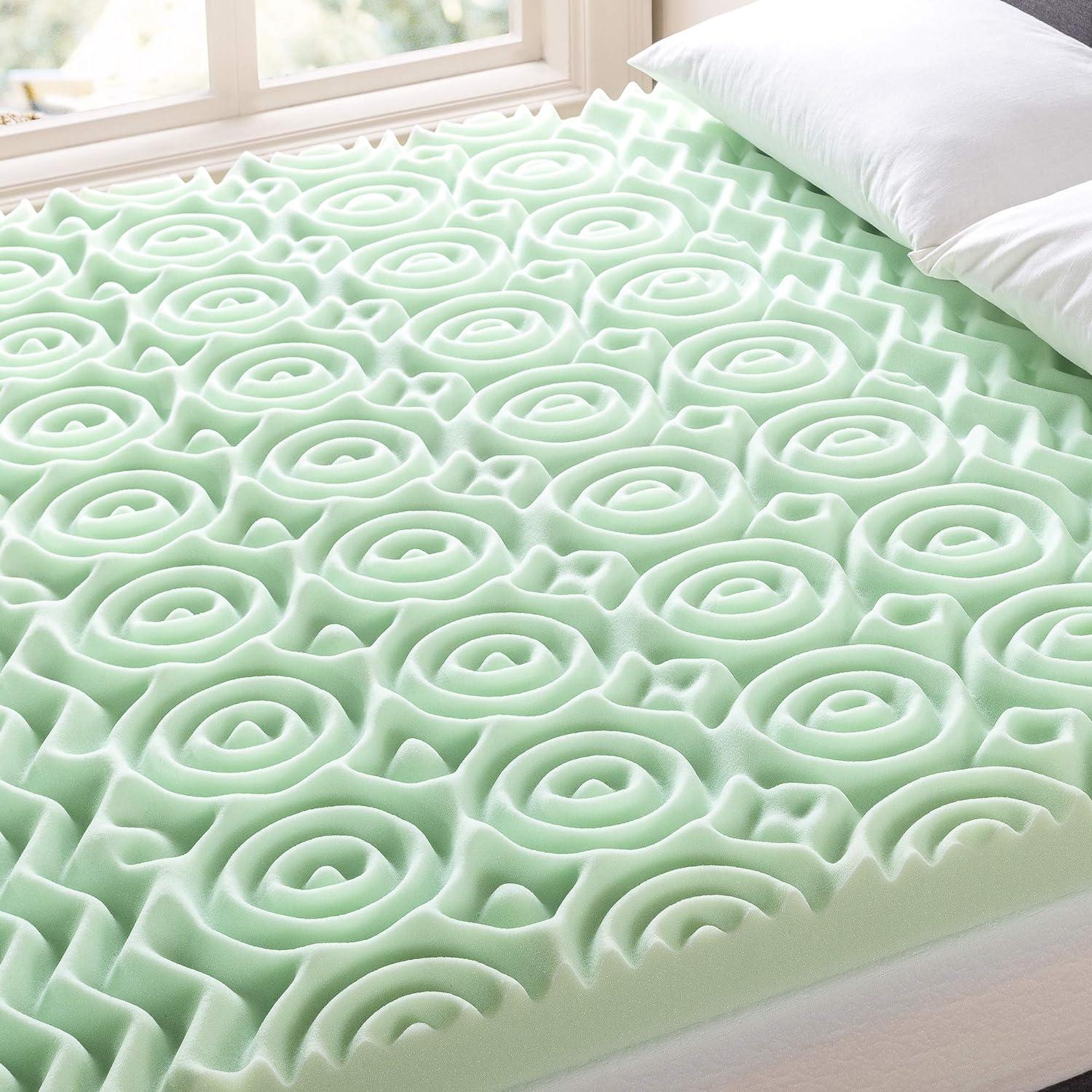 Twin Green Tea Infused 4-Inch Memory Foam Mattress Topper