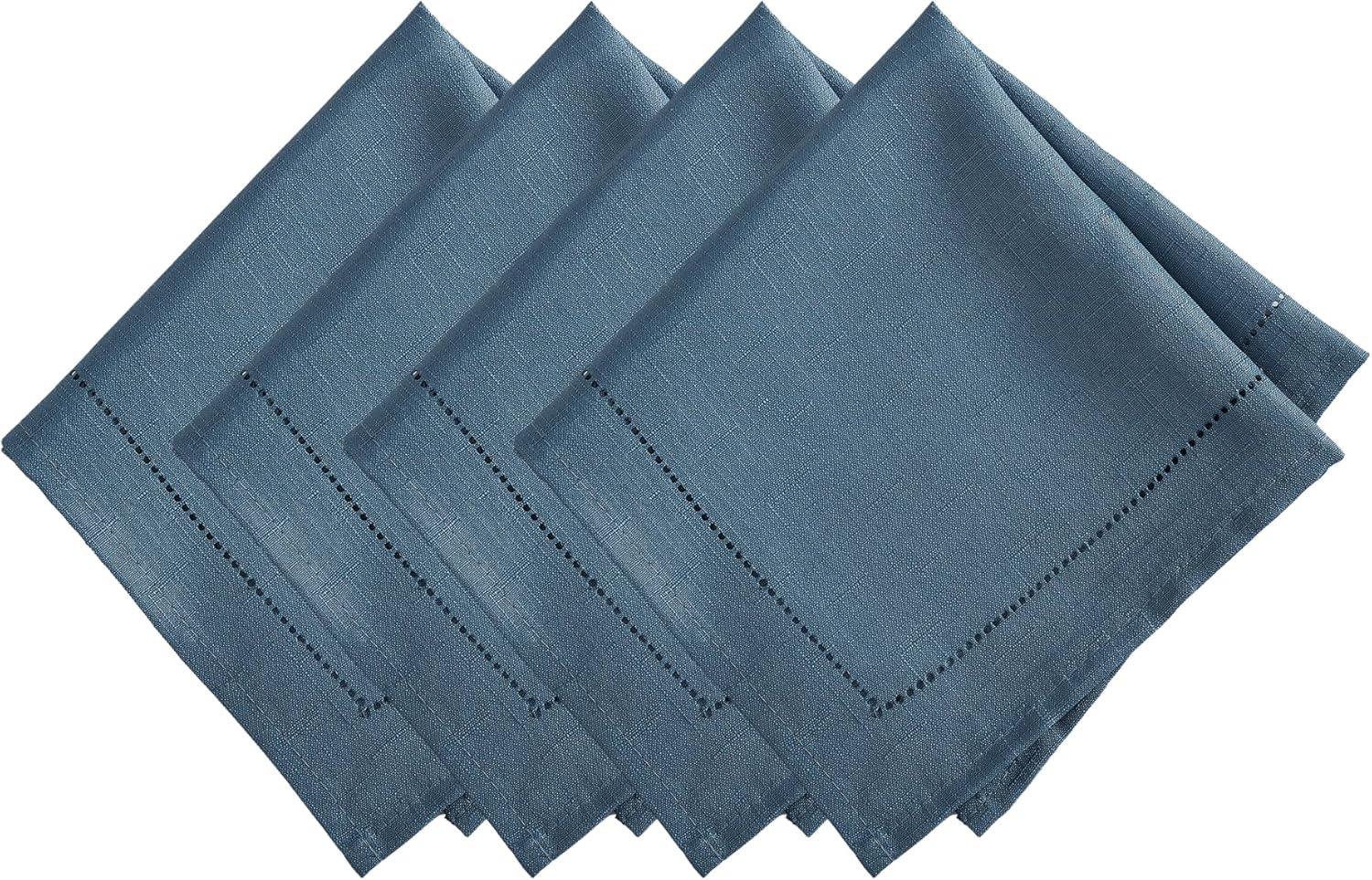 Elrene Alison Eyelet Punched Border Fabric Napkin, Set of 4 - 17" x 17" - Elrene Home Fashions