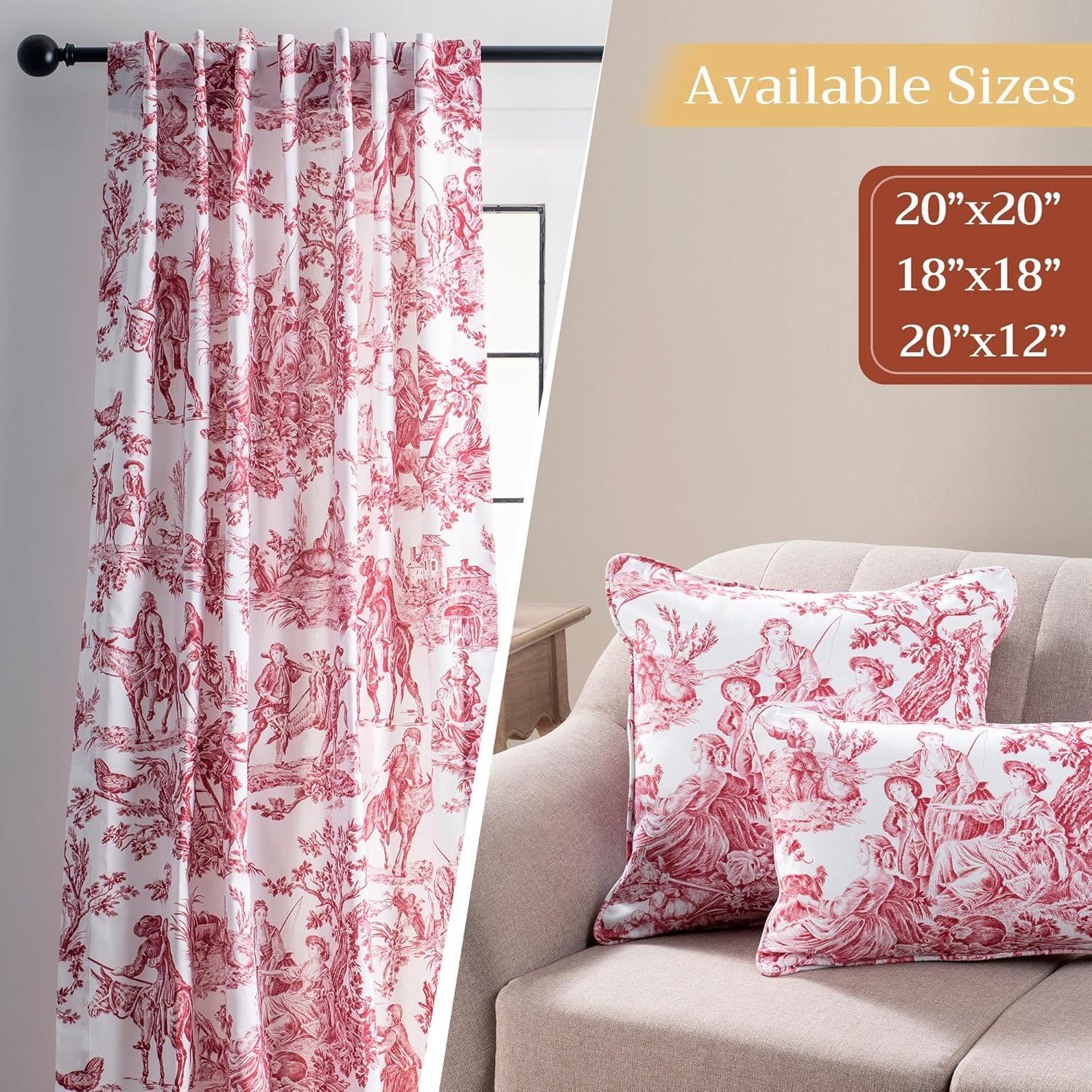 Maison d' Hermine Decorative Pillow Covers 18 x 18 Inch Square 100% Cotton Throw pillow Covers with invisible Zipper Cushion Case for Living Room Couch, Chair, Sofas, Bedroom, Home (Calais - Cardinal)