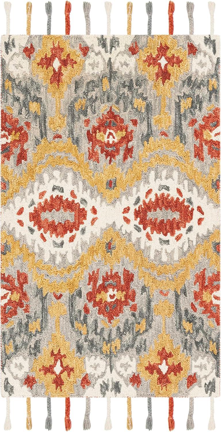 Suzani SZN202 Hand Hooked Indoor Accent Rug - Grey/Gold - 3'x5' - Safavieh.