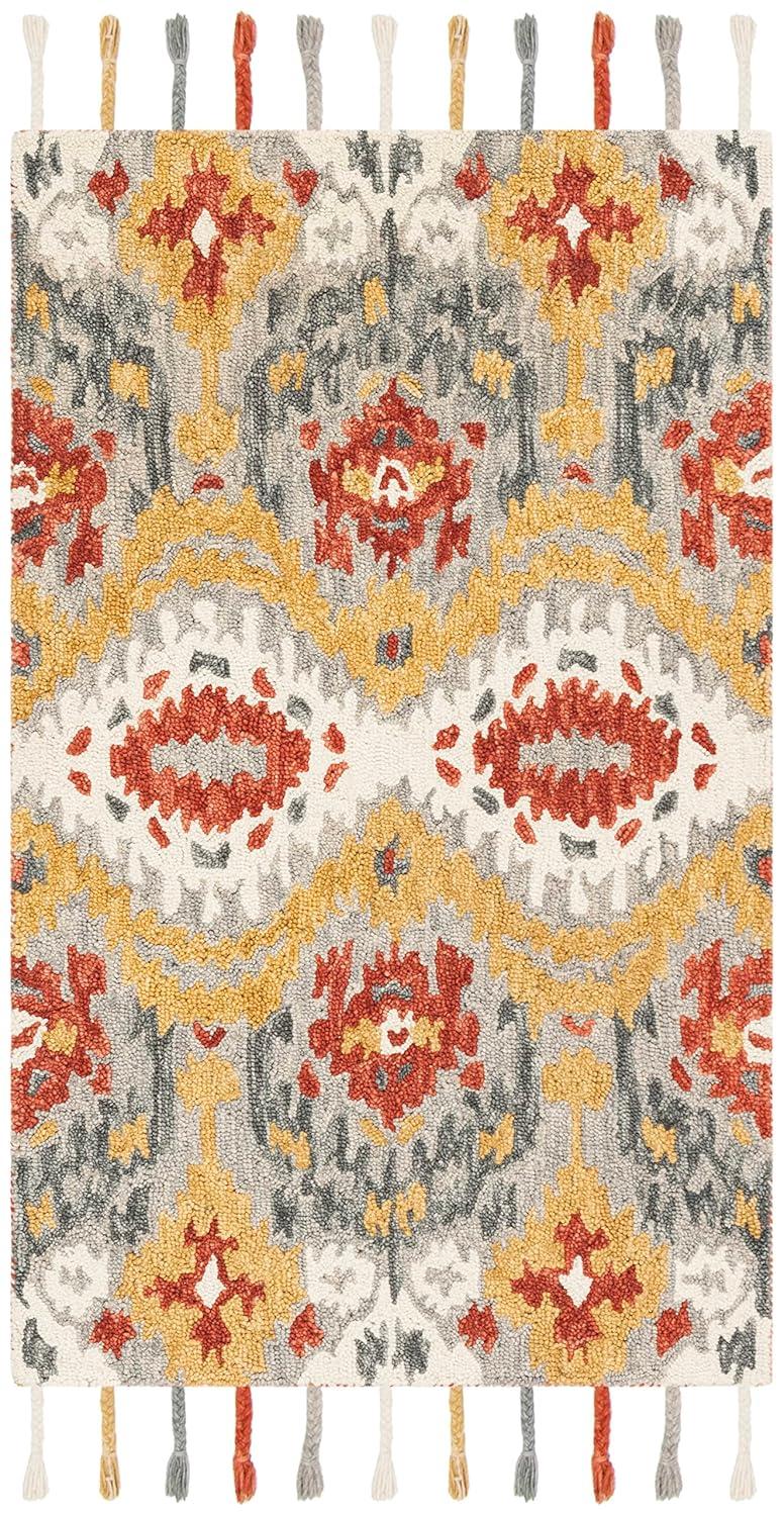 Suzani SZN202 Hand Hooked Indoor Accent Rug - Grey/Gold - 3'x5' - Safavieh.