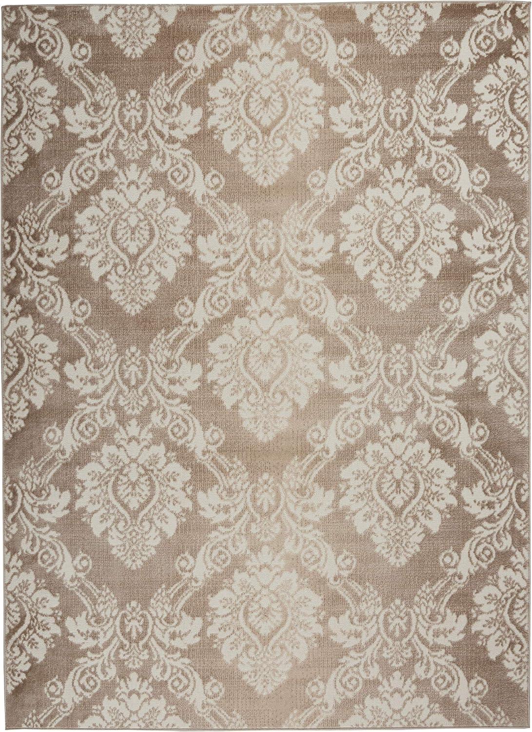 Nourison Elation Damask Ivory Mocha 5'3" x 7'3" Area Rug, (5x7)