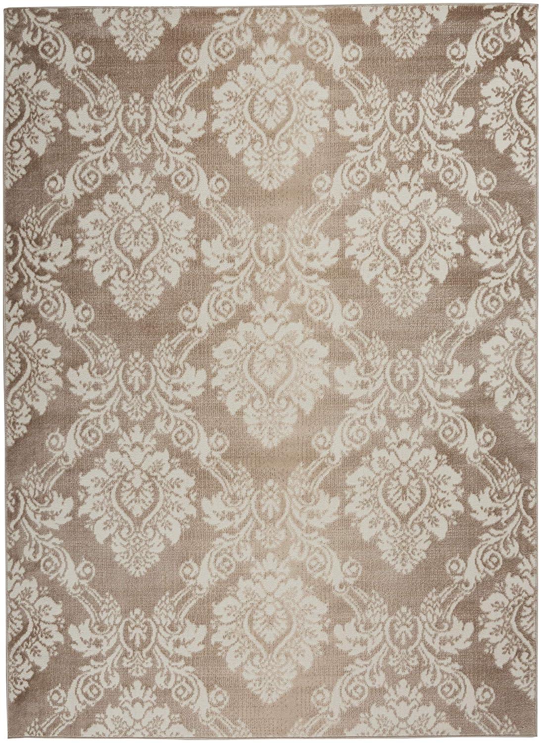 Nourison Elation ETN03 Indoor only Area Rug - Ivory Mocha 5'3" x 7'3"