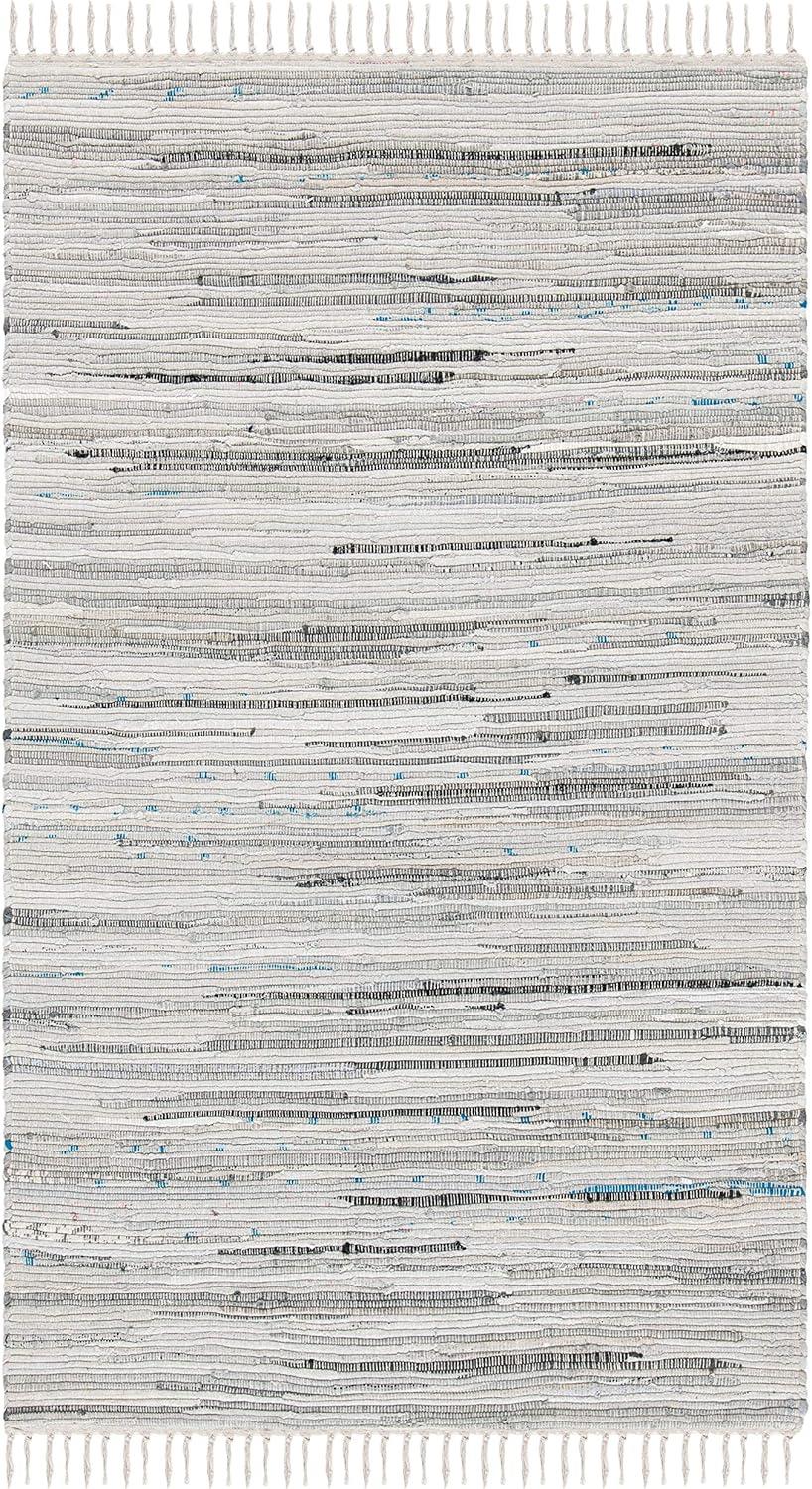 SAFAVIEH Rag Robynne Striped Cotton Area Rug, Grey, 3' x 5'