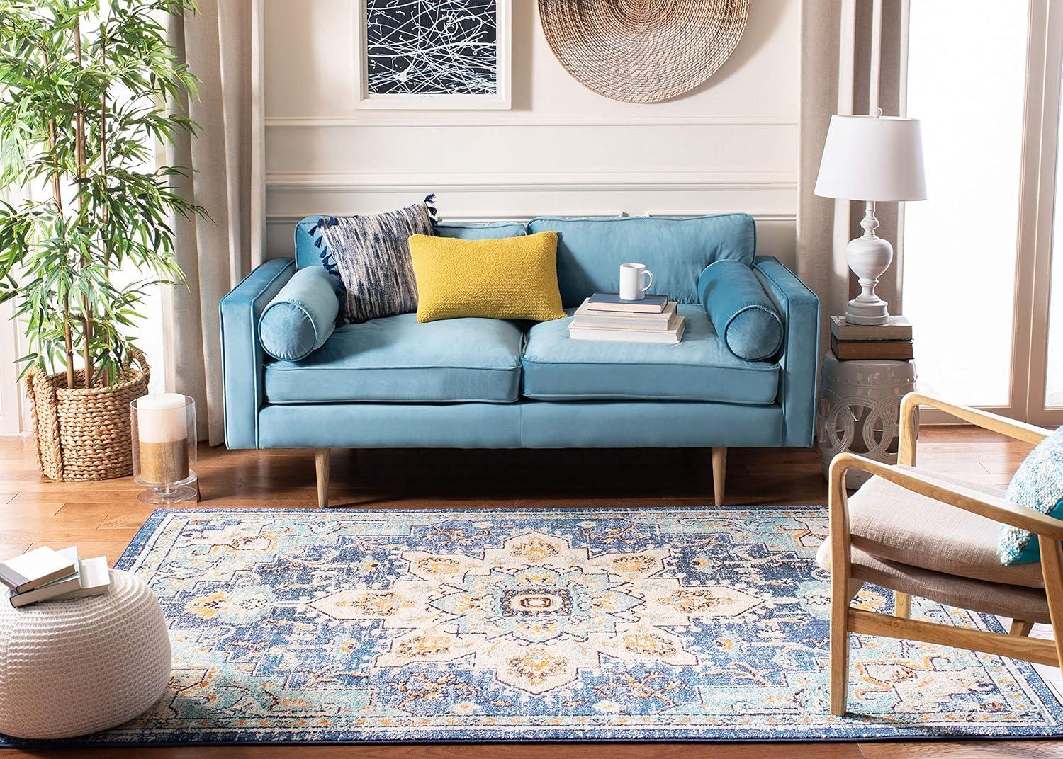 Madison MAD473 Power Loomed Indoor Area Rug - Blue/Light Blue - 9'x9' - Safavieh