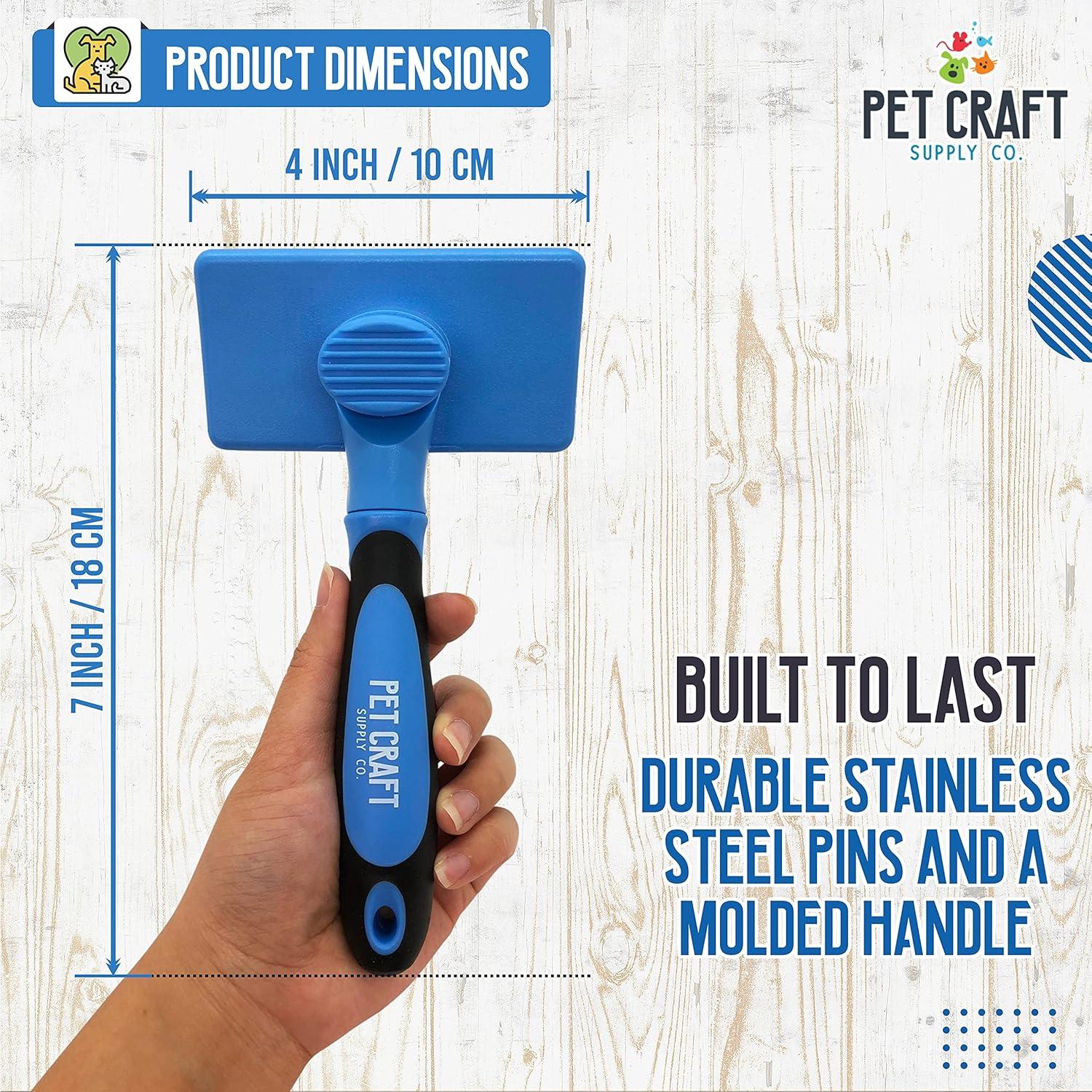 Blue Self-Cleaning Slicker Brush for Dogs and Cats