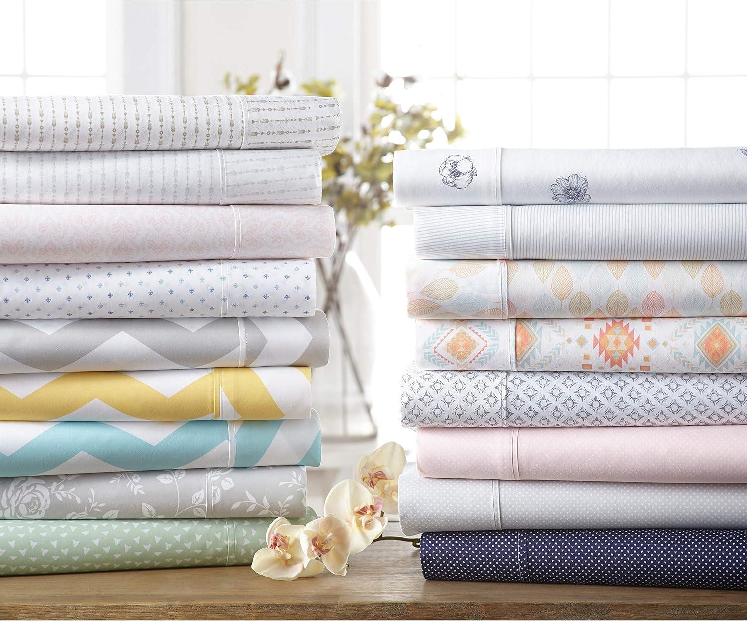 Linen Market Double-Brushed Patterned Microfiber Full Sheet Set 4 Piece – Oeko-TEX Certified Ultra Soft & Wrinkle-Free - 16" Deep Pocket Sheets - Easy Care Full Size - Pinstriped Light Gray