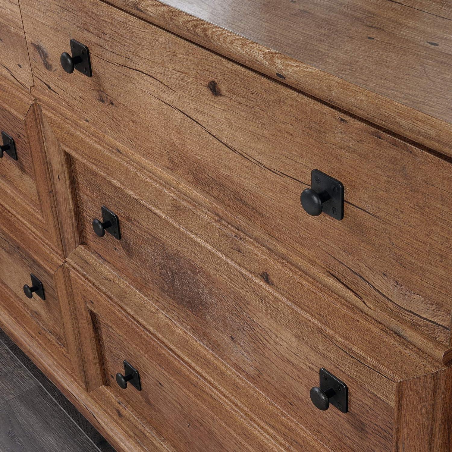 Sauder Palladia Dresser Vintage Oak: 6-Drawer Storage, Laminated Particle Board, Bedroom Organizer