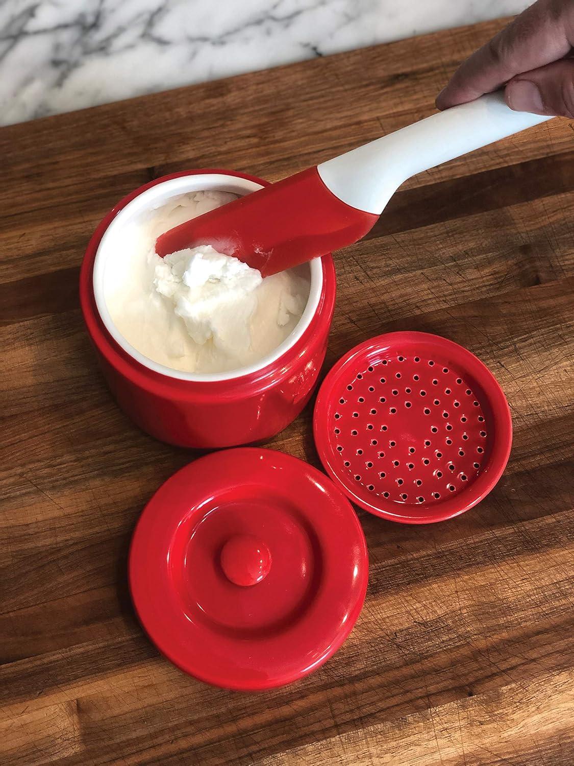 Fox Run Grease Container, Red Porcelain, 4 cup capacity