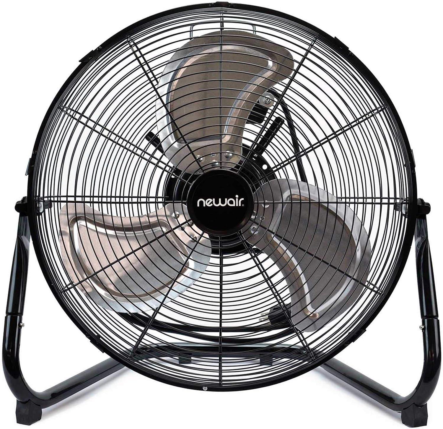 Newair 18" High-Velocity Industrial Floor Fan, Heavy Duty Metal Fan, Adjustable Tilt and 3 Speeds up to 4012 CFM, Rotatory Switch