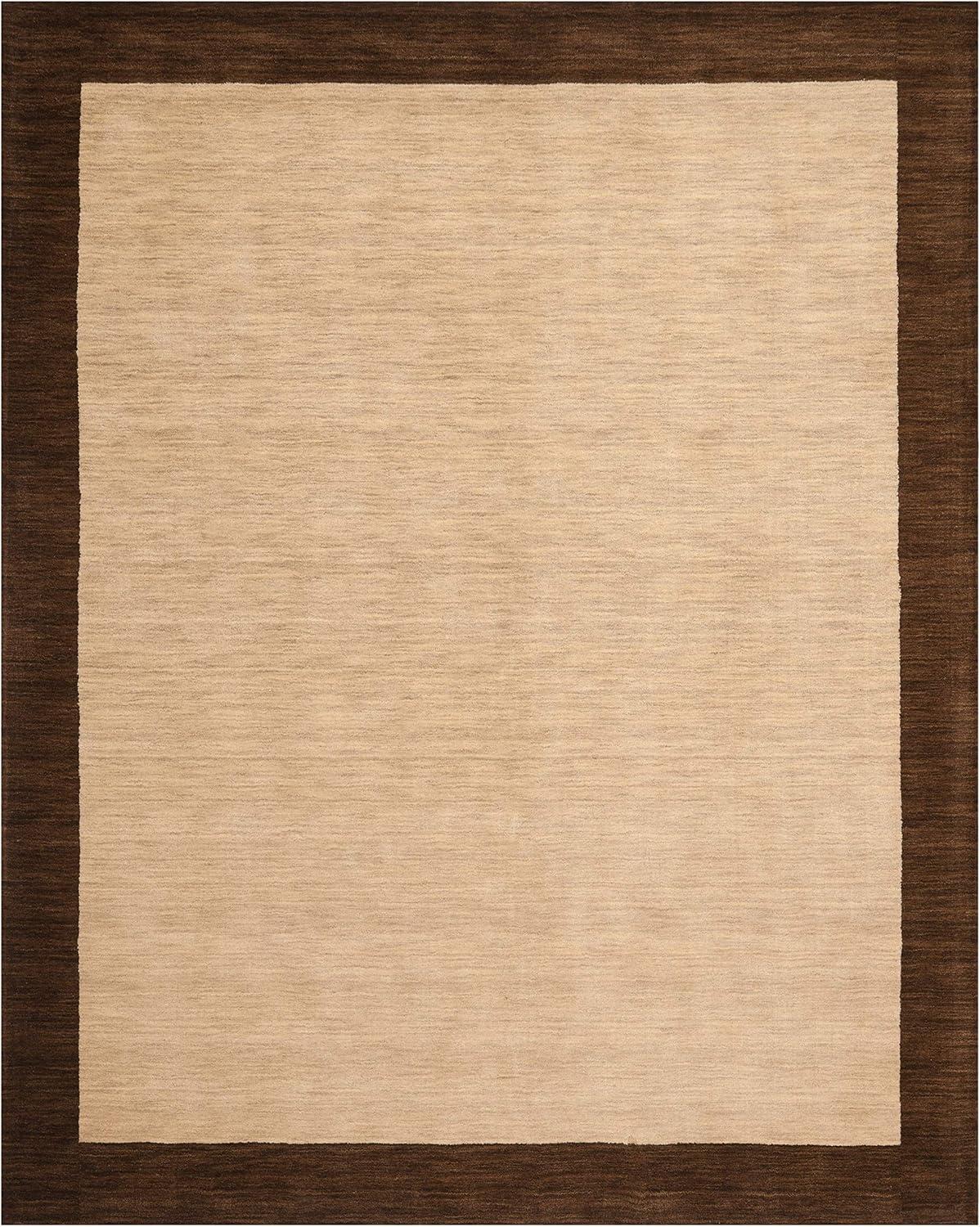 Hand-Knotted Artisan Wool Rug Beige/Dark Brown 4' x 6'