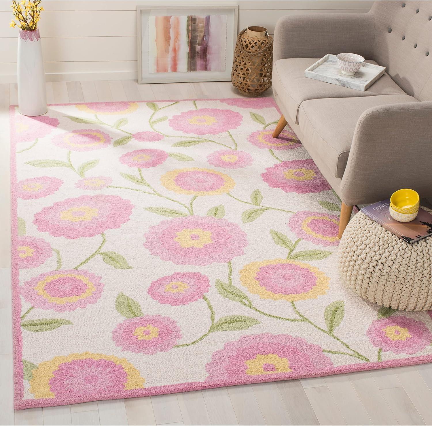 SAFAVIEH Kids Ethelinda Floral Area Rug, Ivory/Pink, 2' x 3'