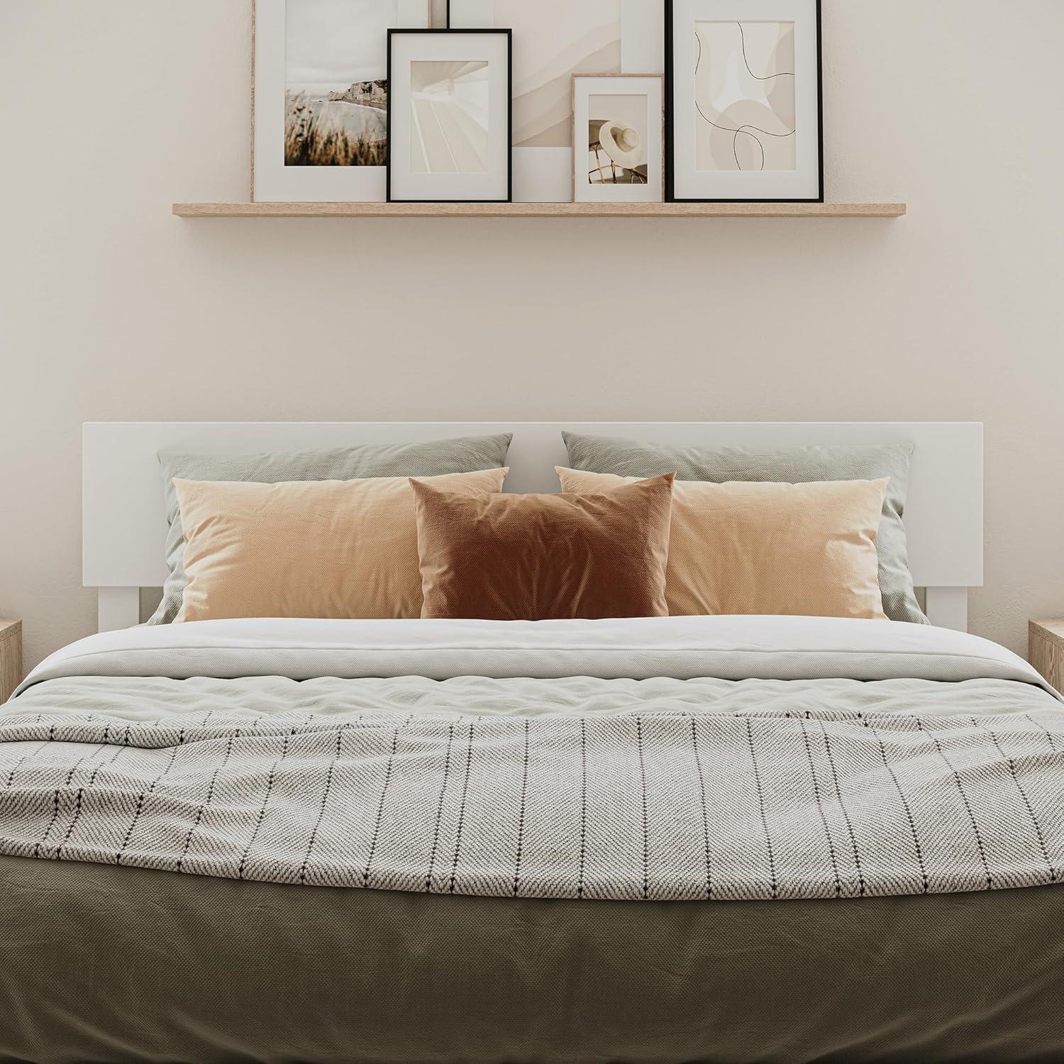Queen Orlando Headboard White - AFI: Modern Low Panel Design, USB Charger