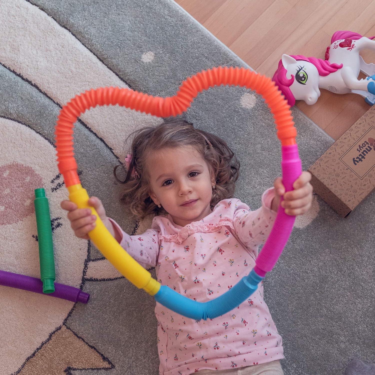 Nutty Toys Large Multicolor BPA-Free Plastic Pop Tubes