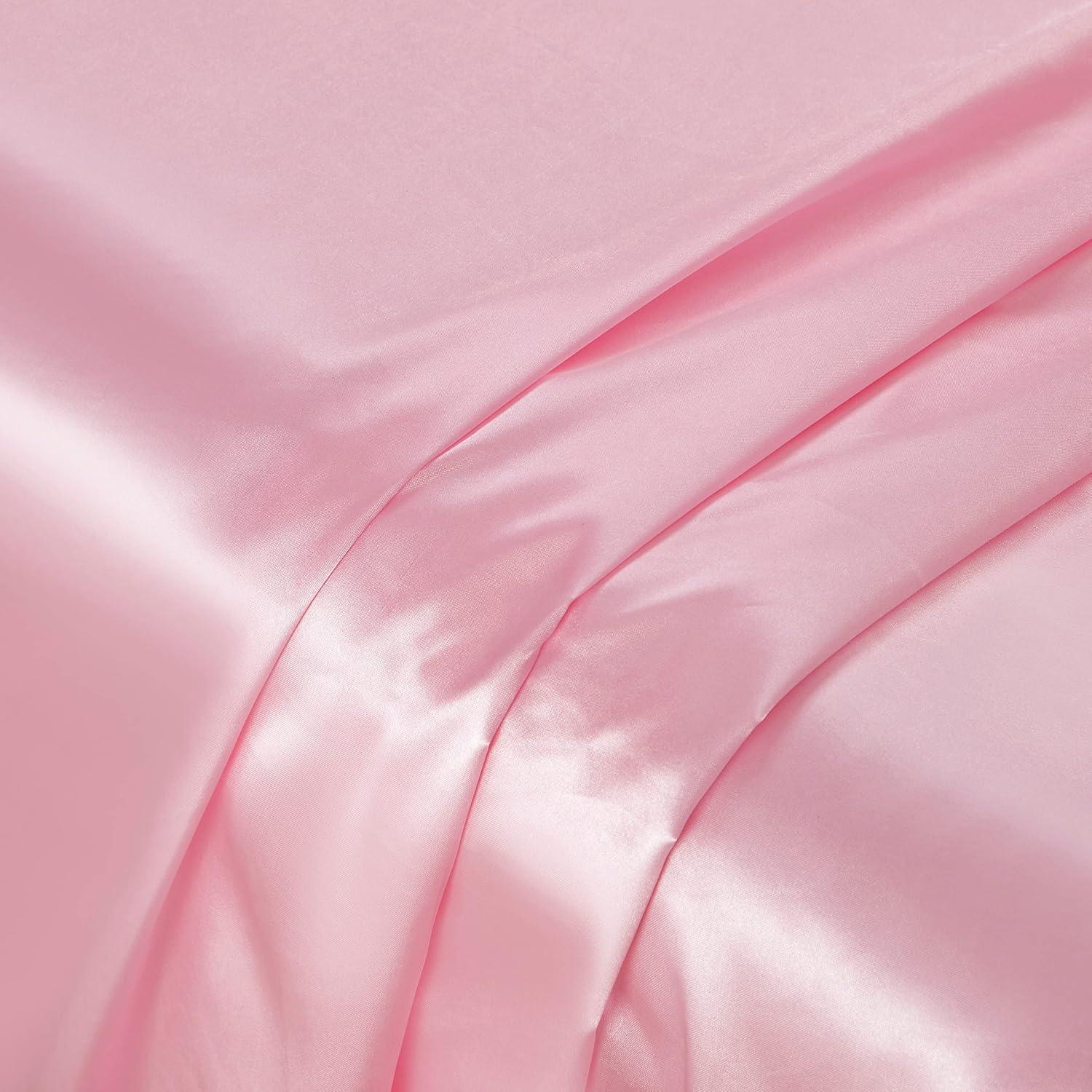 Queen Pink Satin Deep Pocket 4-Piece Sheet Set