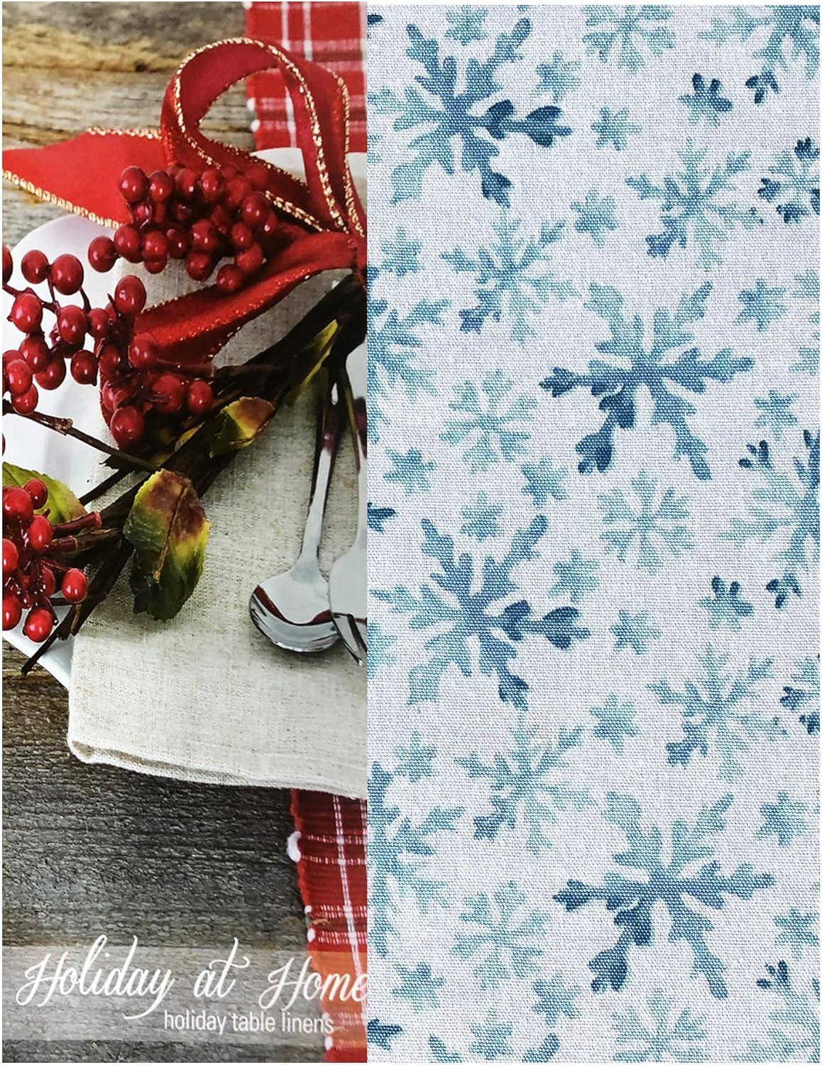 Frozen Blue Snowflakes Cotton Christmas Placemats, Set of 4