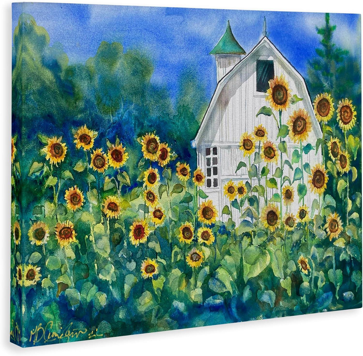 Tall Sunflowers Country Barn Canvas Wall Art By MB Cunningham