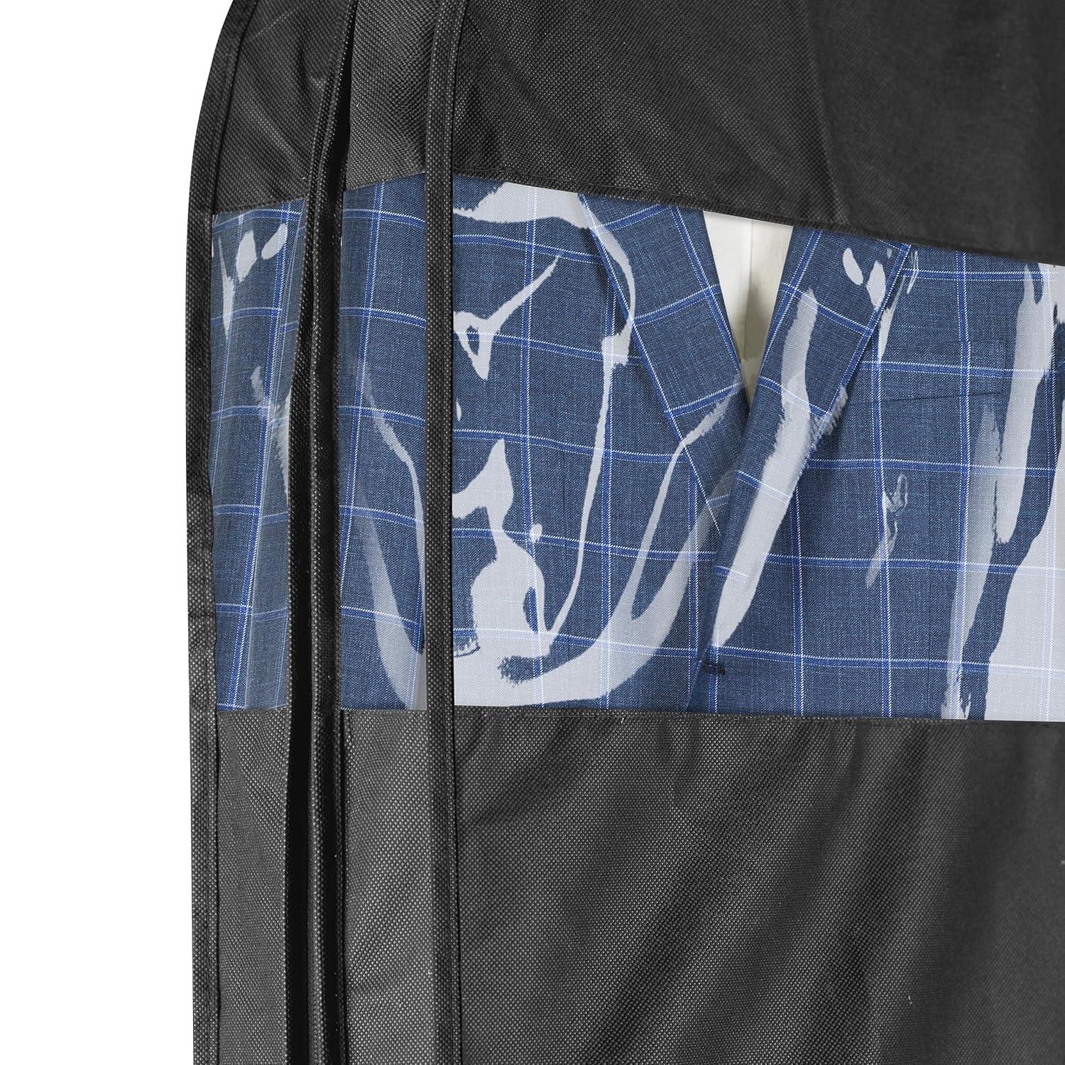 Fabric Garment Bag 42 Inch - Pack of 2 Hanging Clothing Storage Bags for Closet or Travel - Suit, Dress, Gown & Coat Protector with Zipper & Window - Dust Free Garment Covers