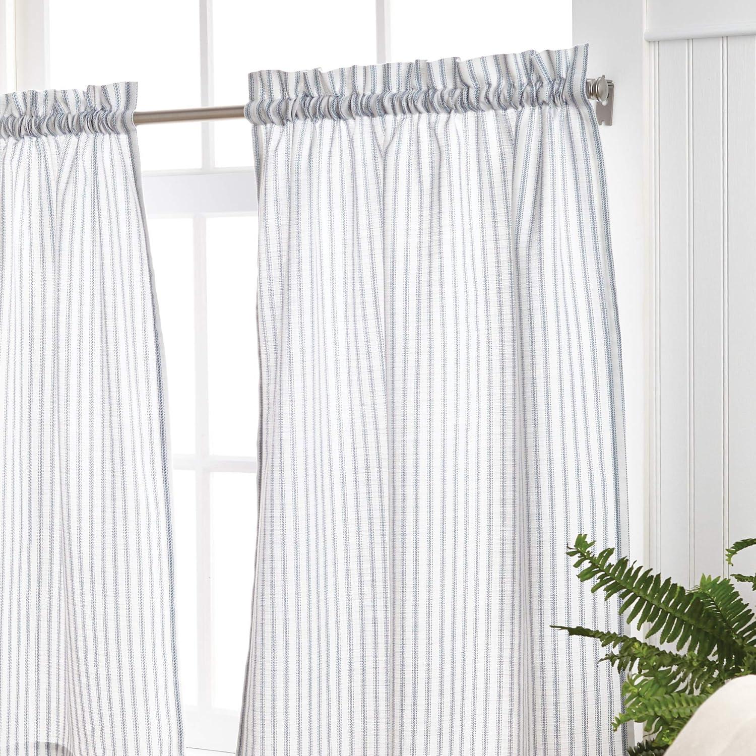 Martha Stewart Ticking Stripe Indigo Tier & Valance Set