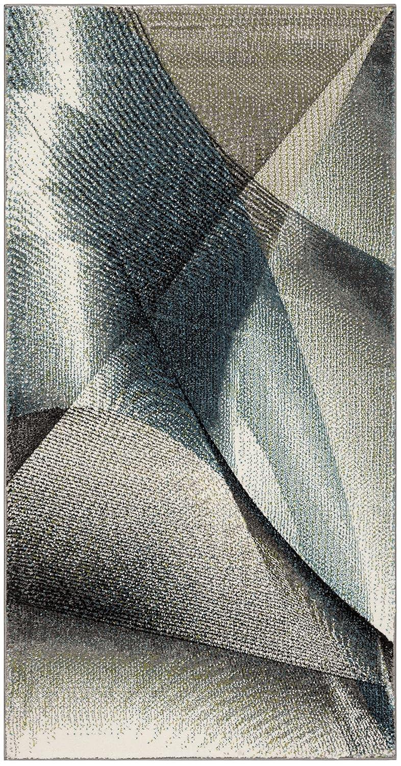 Hollywood HLW715 Machine Made Accent Rug - 2'7"x5' - Grey/Teal - Safavieh