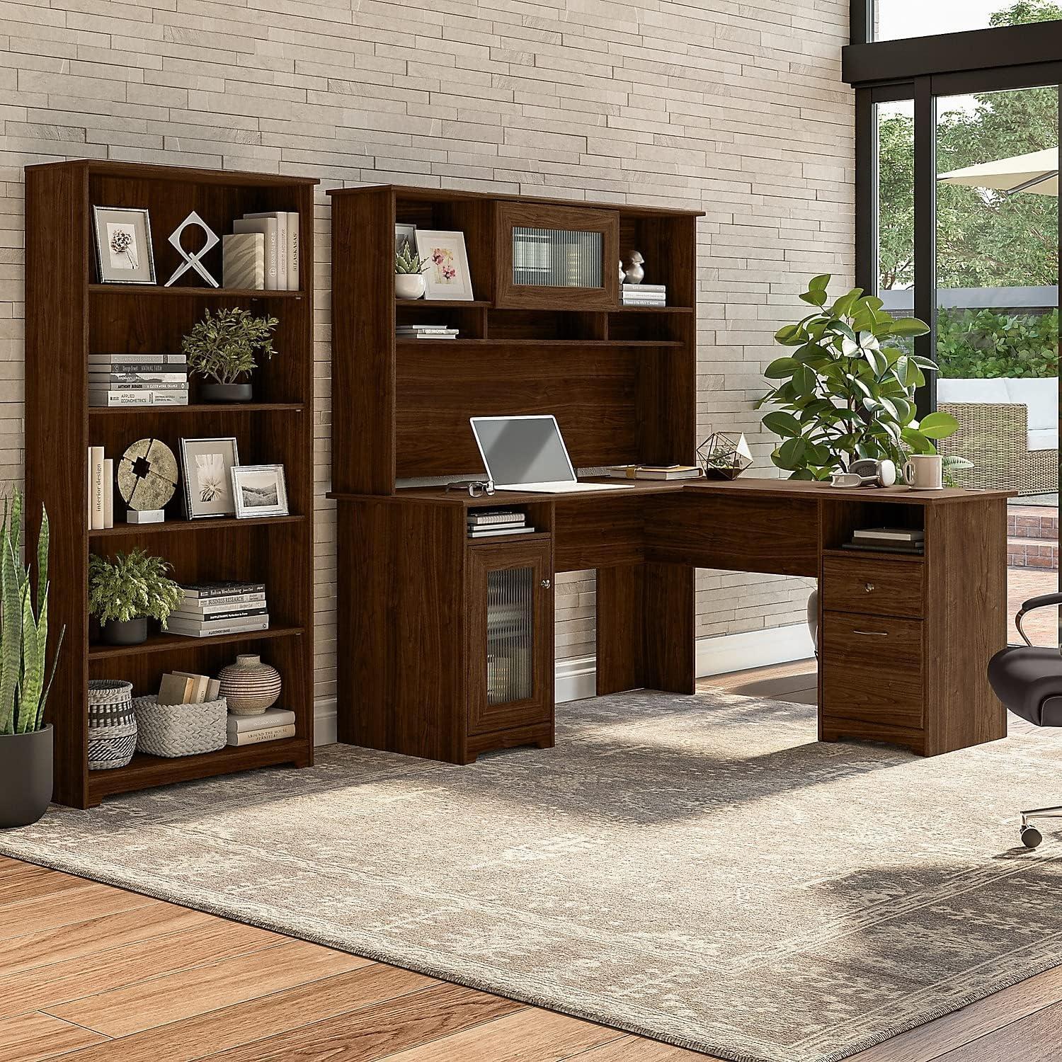 Cabot Tall 5 Shelf Bookcase in Modern Walnut - Engineered Wood