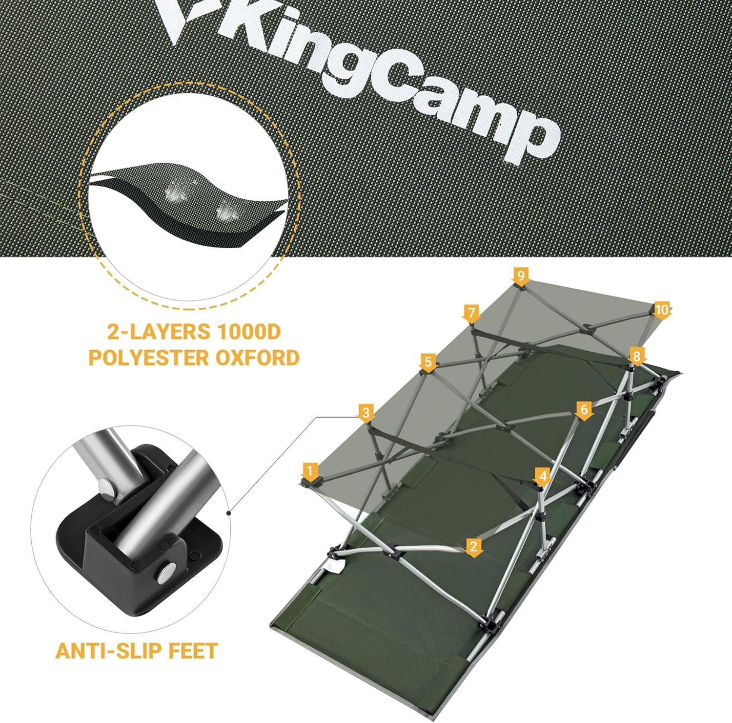 Kingcamp KingCamp Folding Portable Outdoor Camping Cot w/ Multi Layer Side Pocket