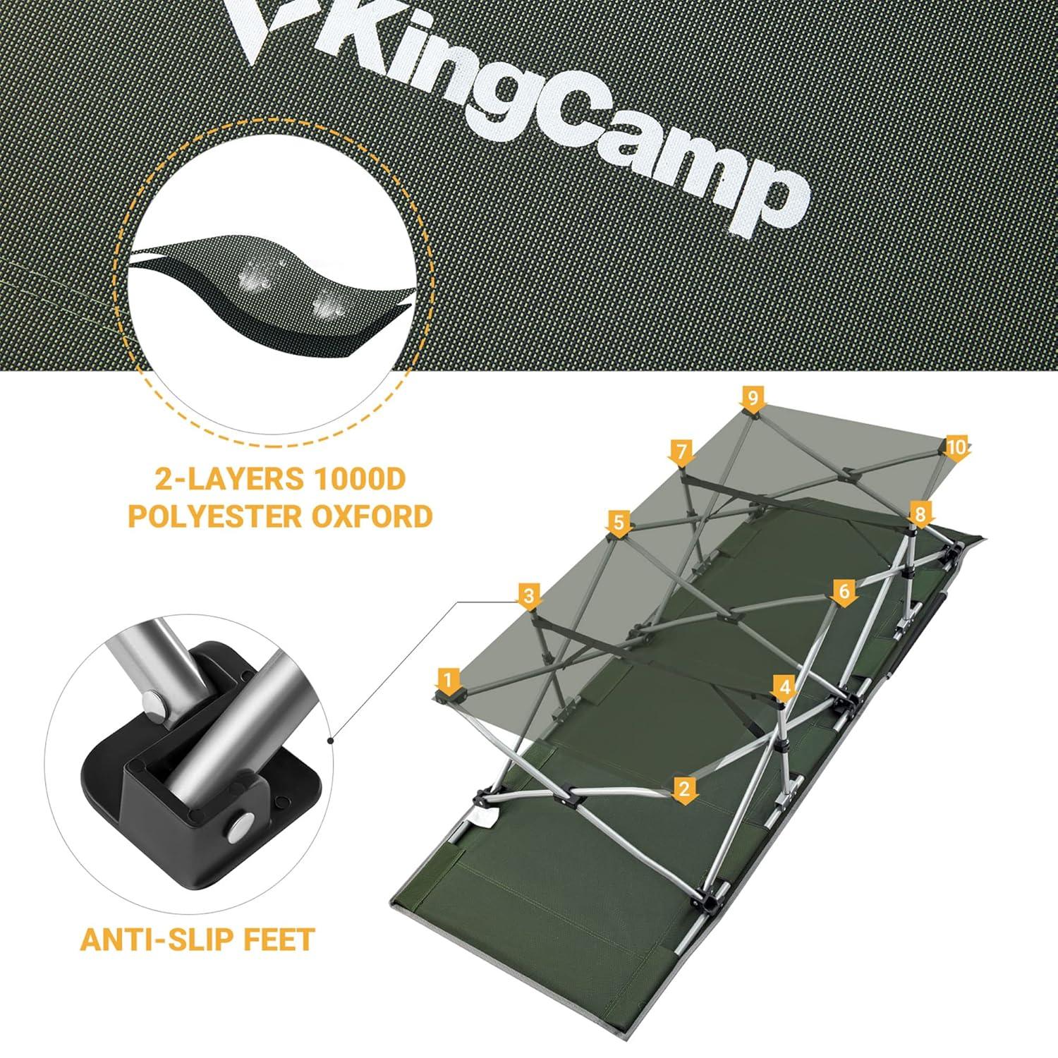 Kingcamp KingCamp Folding Portable Outdoor Camping Cot w/ Multi Layer Side Pocket